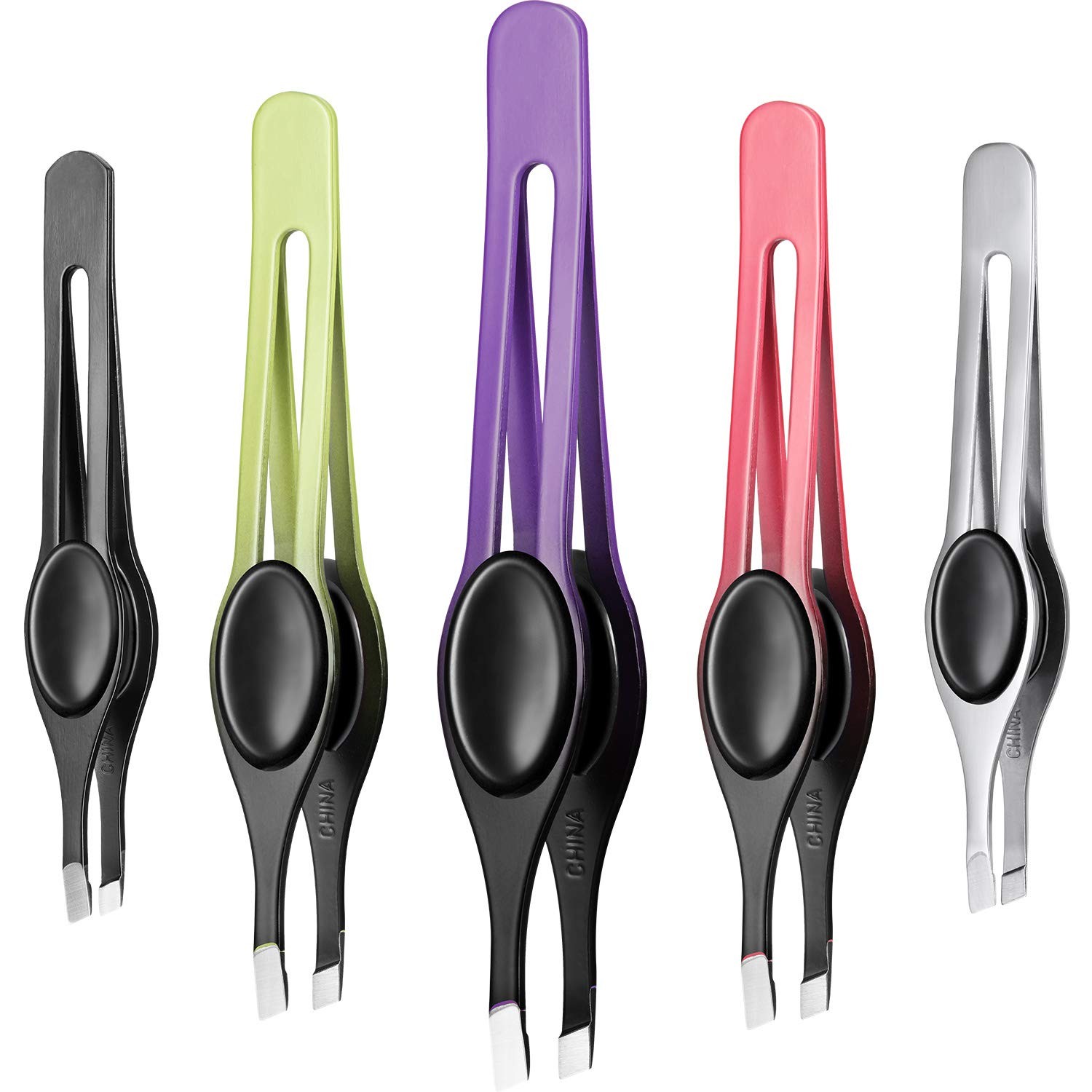 Chumia 5 Pieces Non-Slip Grip Tweezers 5 Count (Pack of 1), Multi-colored Chumia 5 Pieces Non-Slip Grip Tweezers 5 Count (Pack of 1), Multi-colored