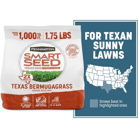 Pennington Smart Seed Texas Bermuda Grass Seeds for Lawn, Full Sun, 1.75 lb Bag