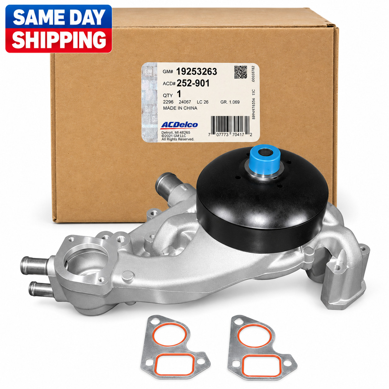 NEW ACDelco 252-901 GM 19253263 OEM Engine Water Pump for GM Car Truck Aluminum
