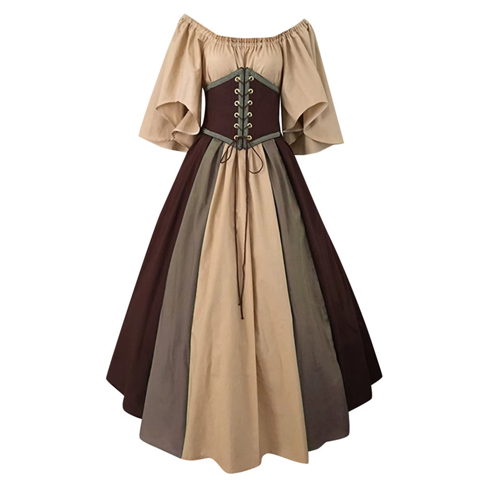 Women Vintage Princess Dress Corset Ruffle Gown Women Vintage Princess Dress Corset Ruffle Gown