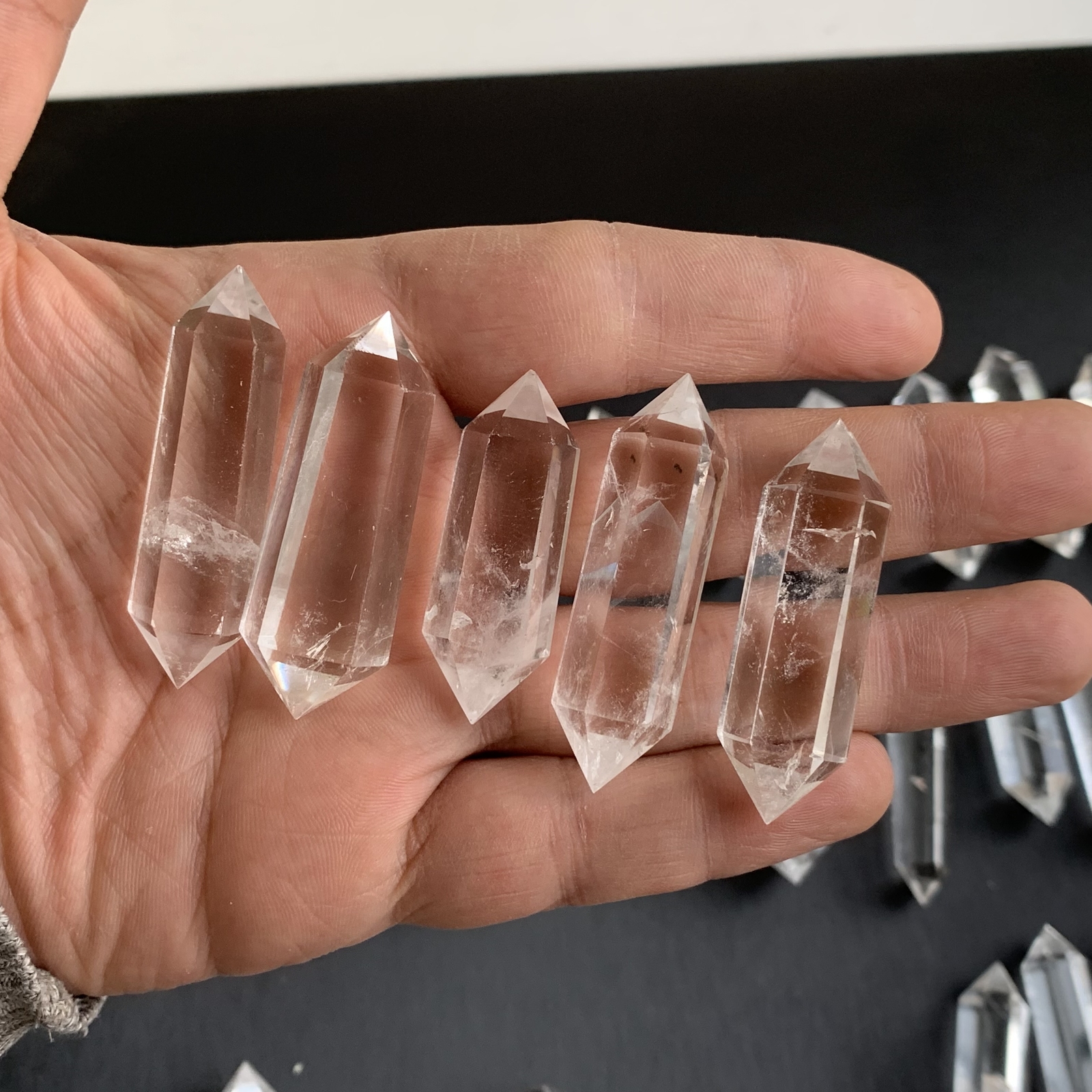 5pcs Natural clear quartz obelisk crystal double wand point healing 40-55mm