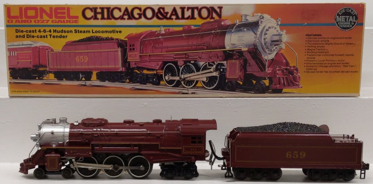 Lionel 6-8101 O Gauge Chicago & Alton 4-6-4 Diecast Steam Loco & Tender #659 EX