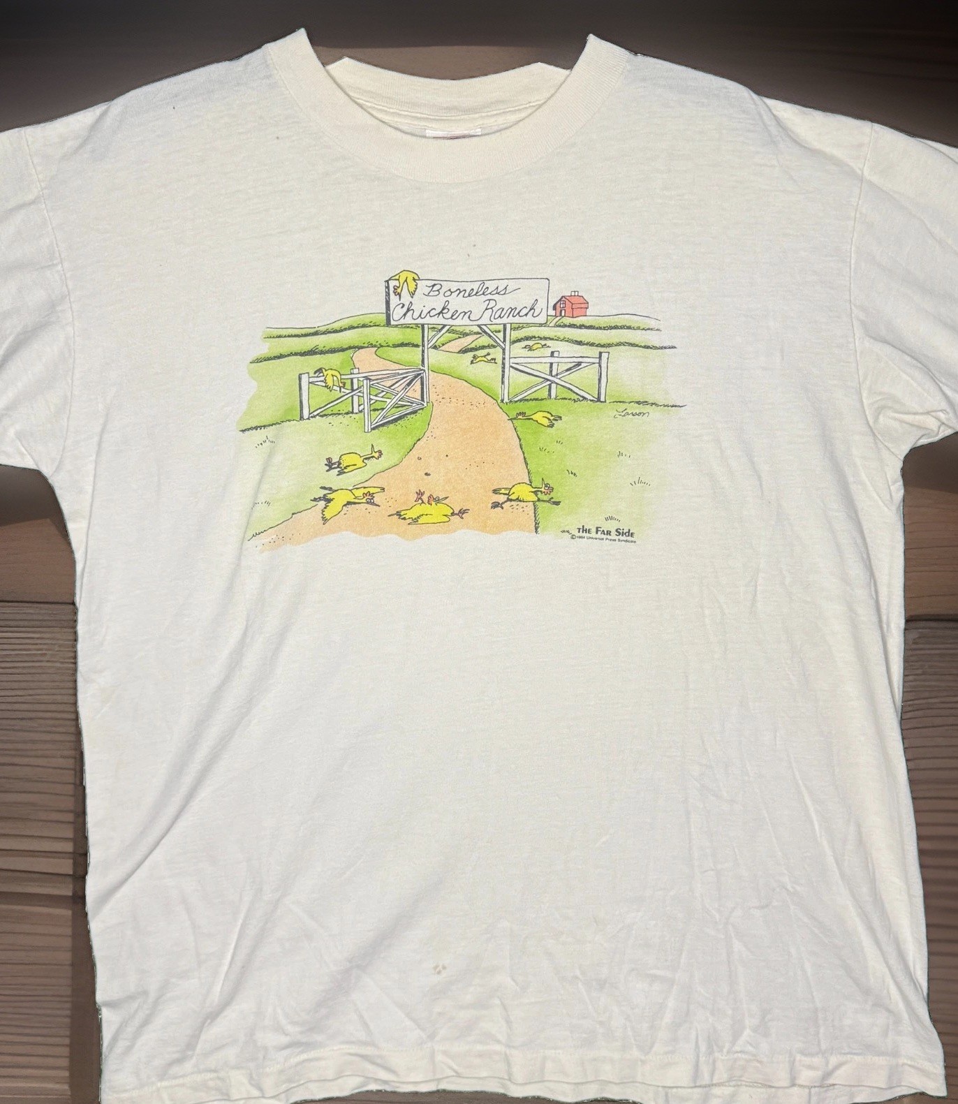 Vintage The Far Side Gary Larson Boneless Chicken Ranch T Shirt Mens XL Oneita