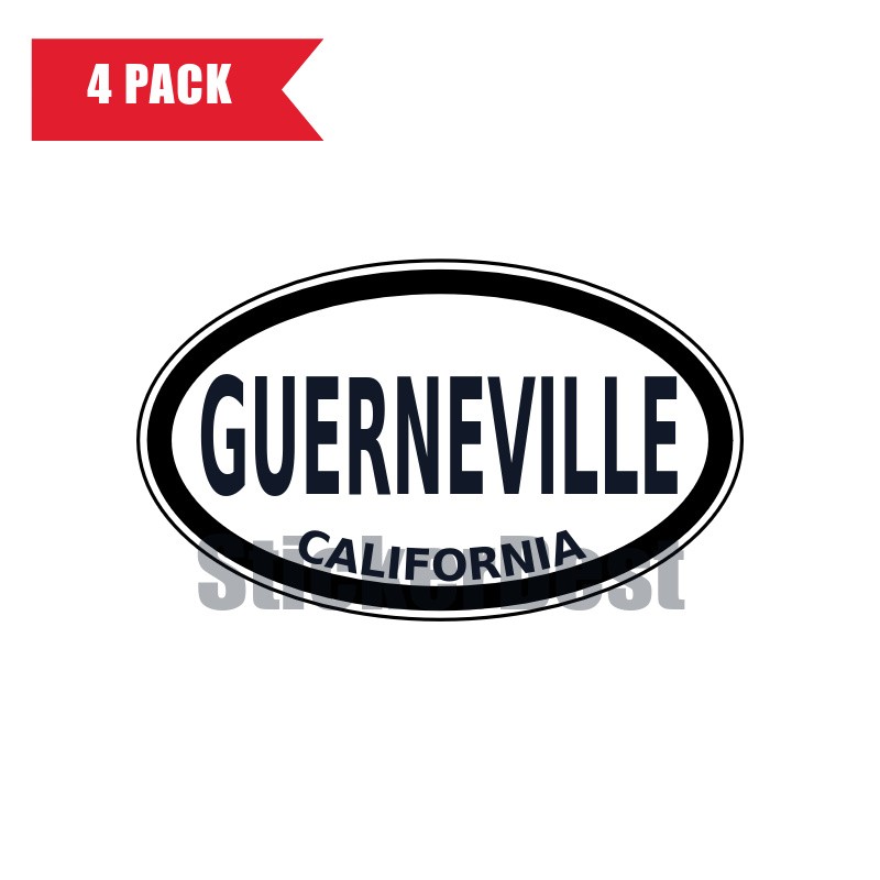California Guerneville Oval Sticker 4 Pack 3x2 Inch