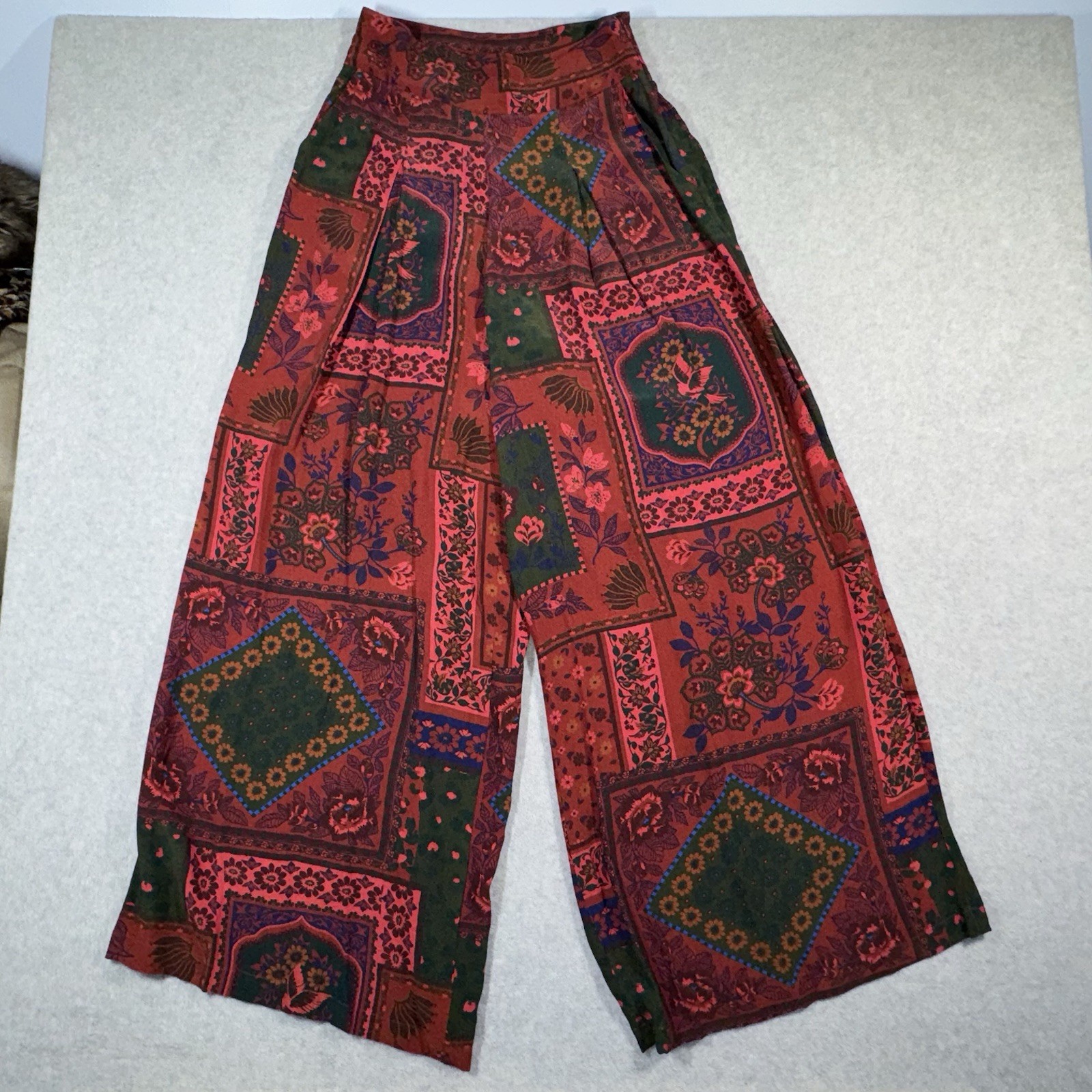Farm Rio For Anthropologie Womens XS Wide-Leg Pants Bohemian Textile Patchwork Farm Rio For Anthropologie Womens XS Wide-Leg Pants Bohemian Textile Patchwork