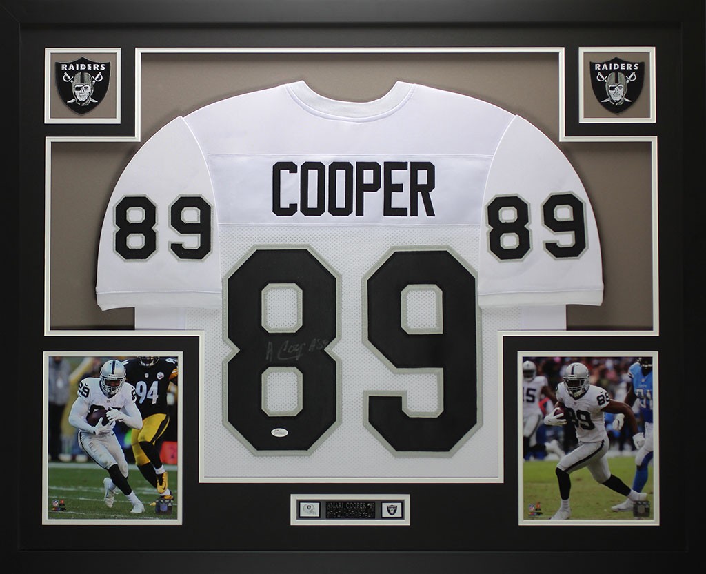 Amari Cooper Autographed and Framed White Raiders Jersey Auto JSA COA