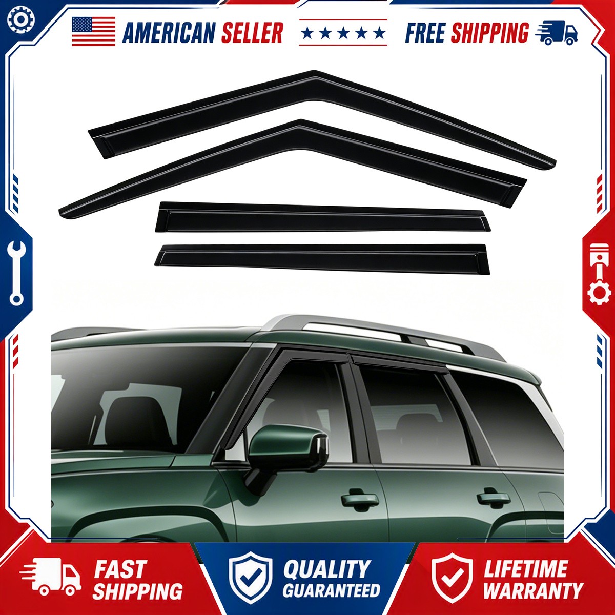 4pcs Smoke Black Window Visors Rain Guards For 2026 Hyundai Palisade Vent