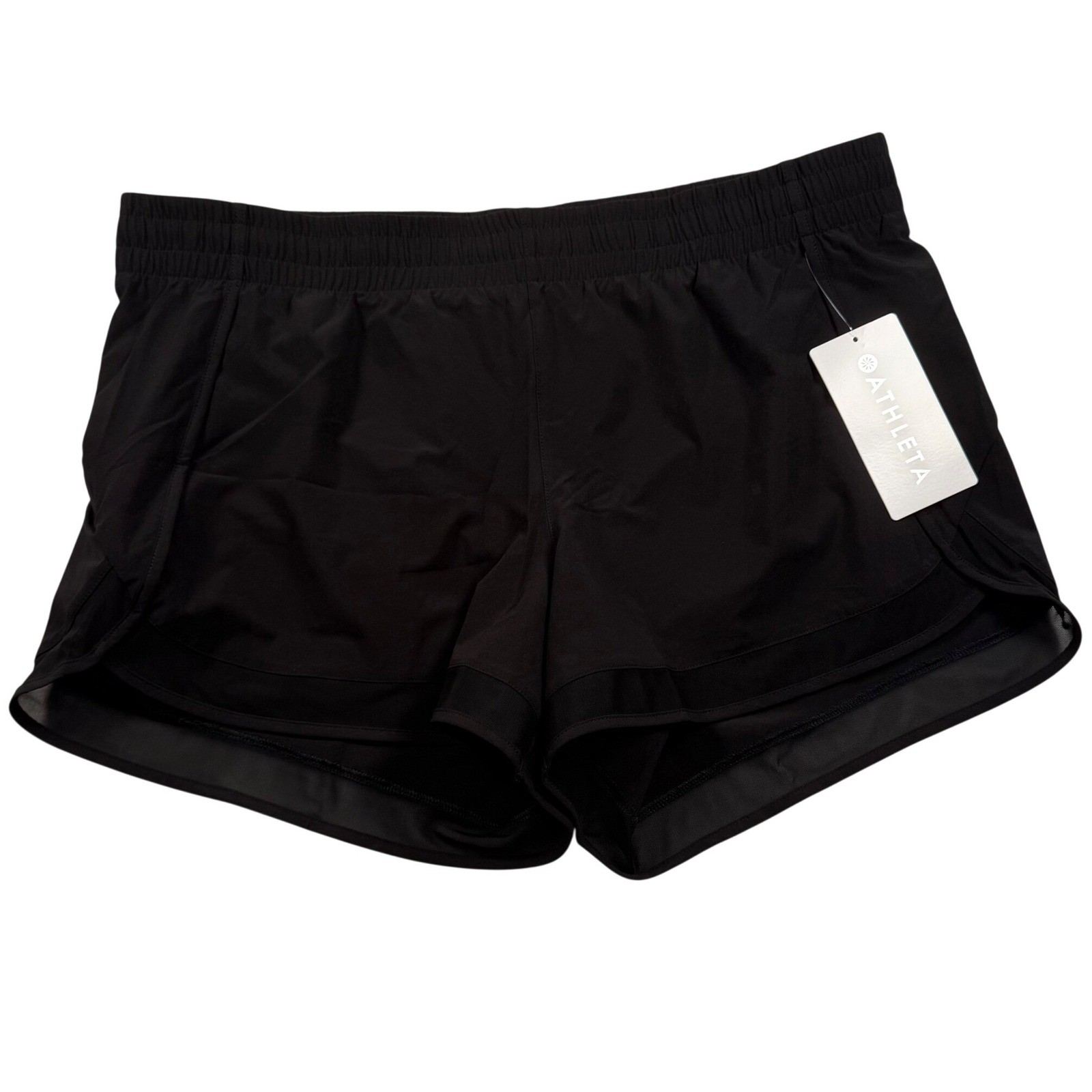 Athleta Mesh Racer Run Short Women XL Black Featherweight Stretch 4\