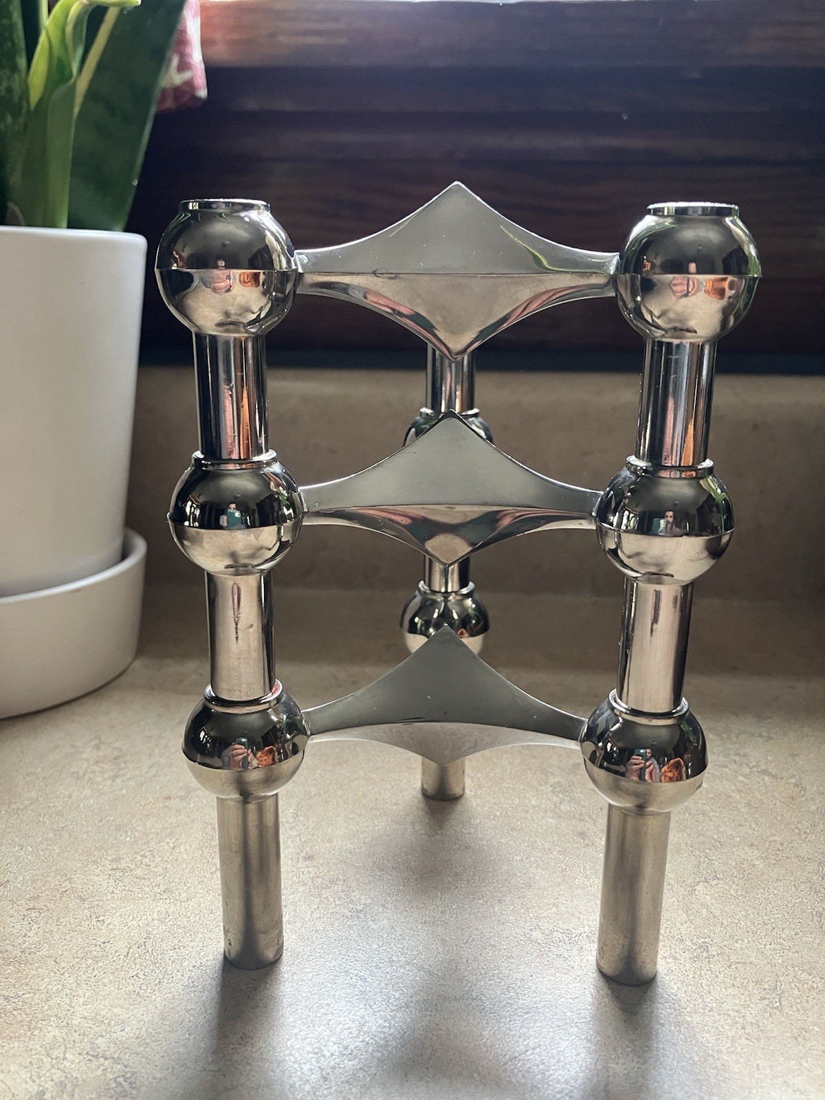 Vintage Stoff Fritz Nagel MCM Stacking Candle Holders BMF Atomic Chrome Set Of 3