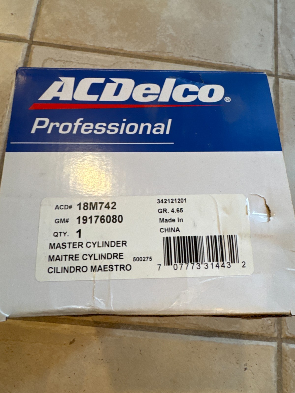 ACDelco Gold 18M742 Brake Master Cylinder Assembly GM 19176080 C3500 K3500 1.25\ ACDelco Gold 18M742 Brake Master Cylinder Assembly GM 19176080 C3500 K3500 1.25\