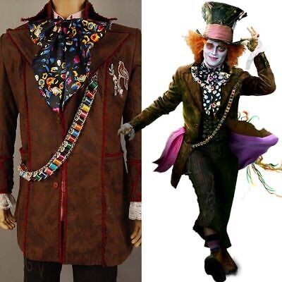 Johnny Depp Wonderland Mad Hatter Cosplay Costume Halloween Jacket Full Set Johnny Depp Wonderland Mad Hatter Cosplay Costume Halloween Jacket Full Set