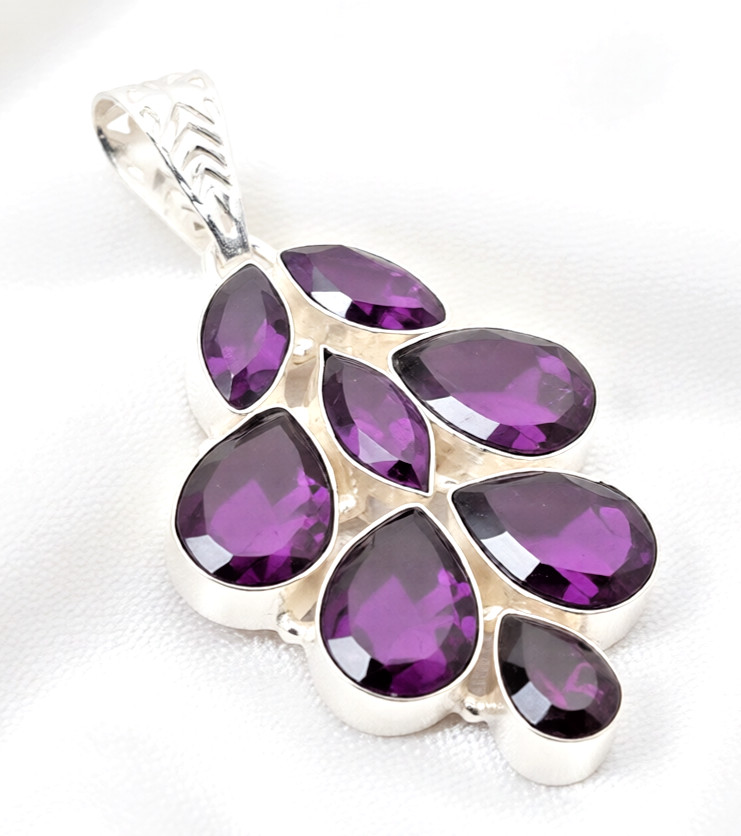 African Amethyst Gemstone 925 Sterling Silver Handmade Jewelry Pendant 2.30