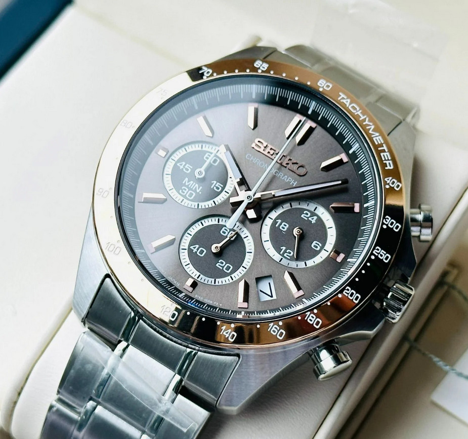 Seiko Spirit SBTR026 Chronograph Brown Dial Stainless Steel Men's Watch