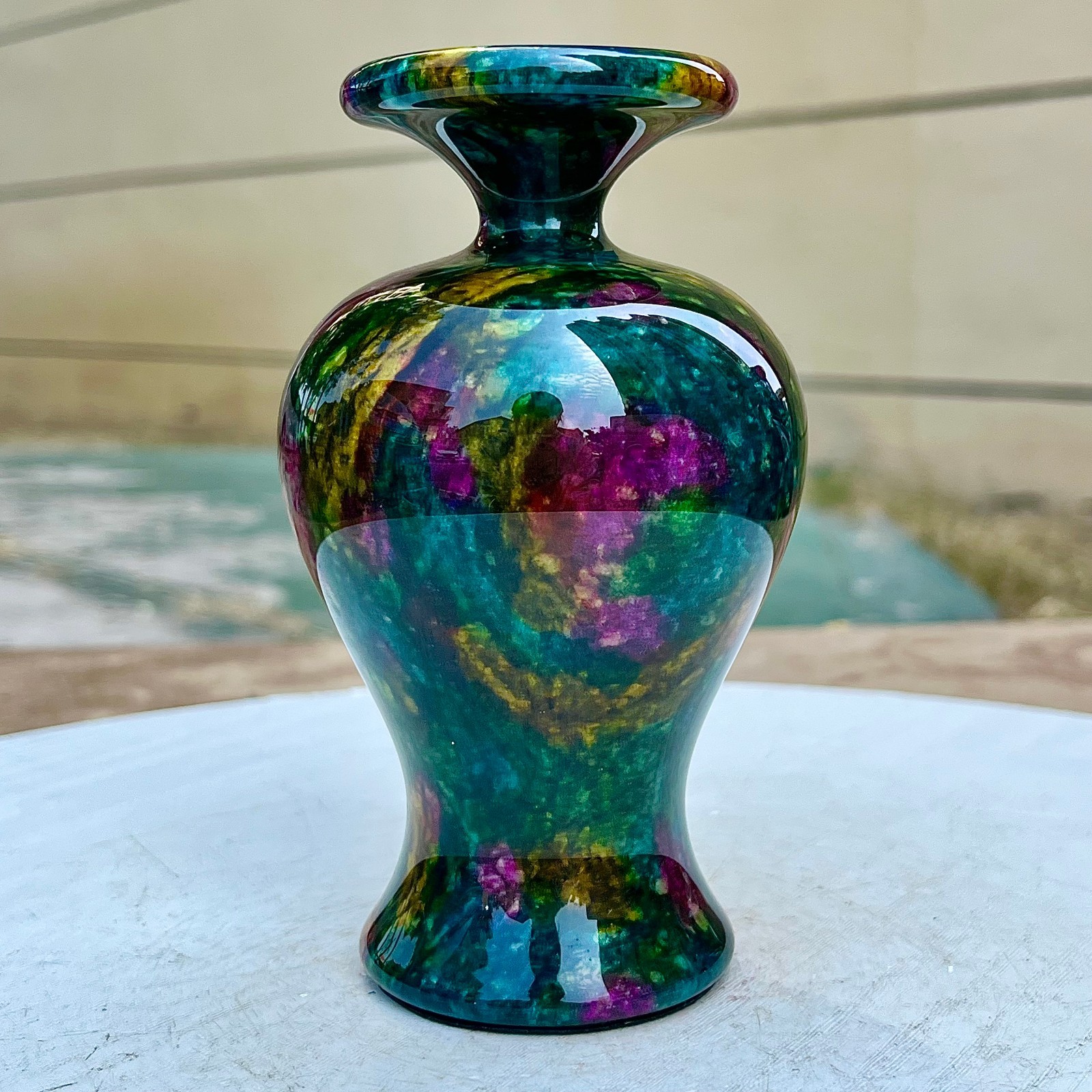 1.88LB  Rare and Natural Chinese Rainbow Jade Vase
