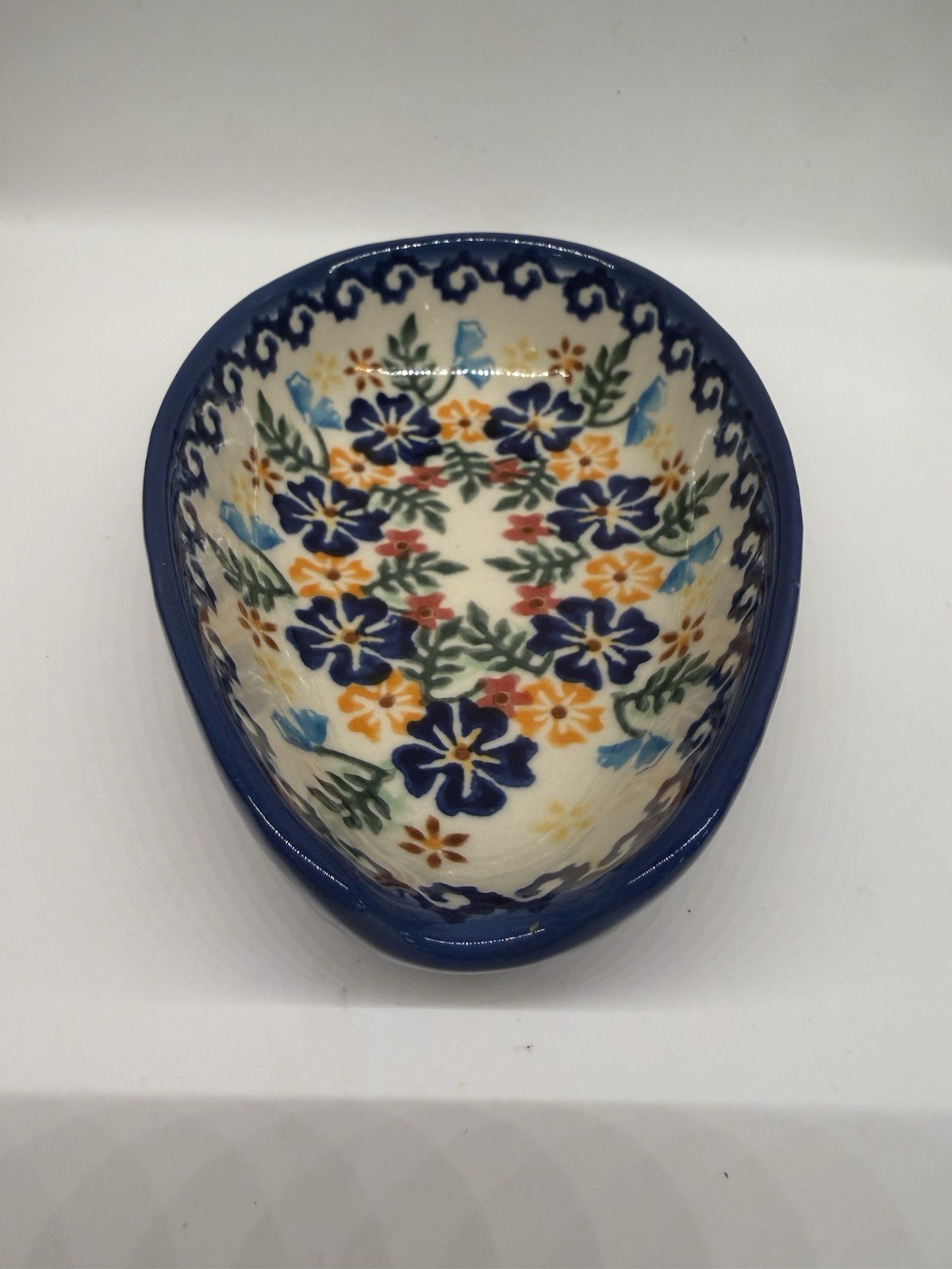Vena UNIKAT spoon rest Handmade Poland Karolina Nawrocka Blue Red Floral