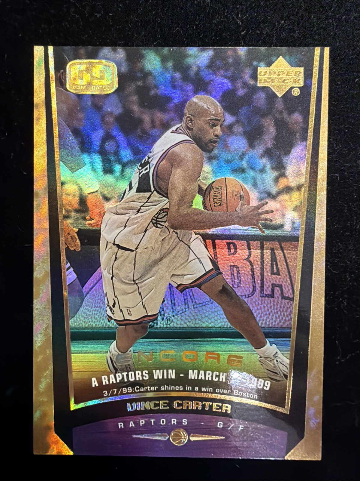 RARE 1998-99 VINCE CARTER ENCORE RC GOLD F/X GAME DATED REFRACTOR ROOKIE /125 RARE 1998-99 VINCE CARTER ENCORE RC GOLD F/X GAME DATED REFRACTOR ROOKIE /125