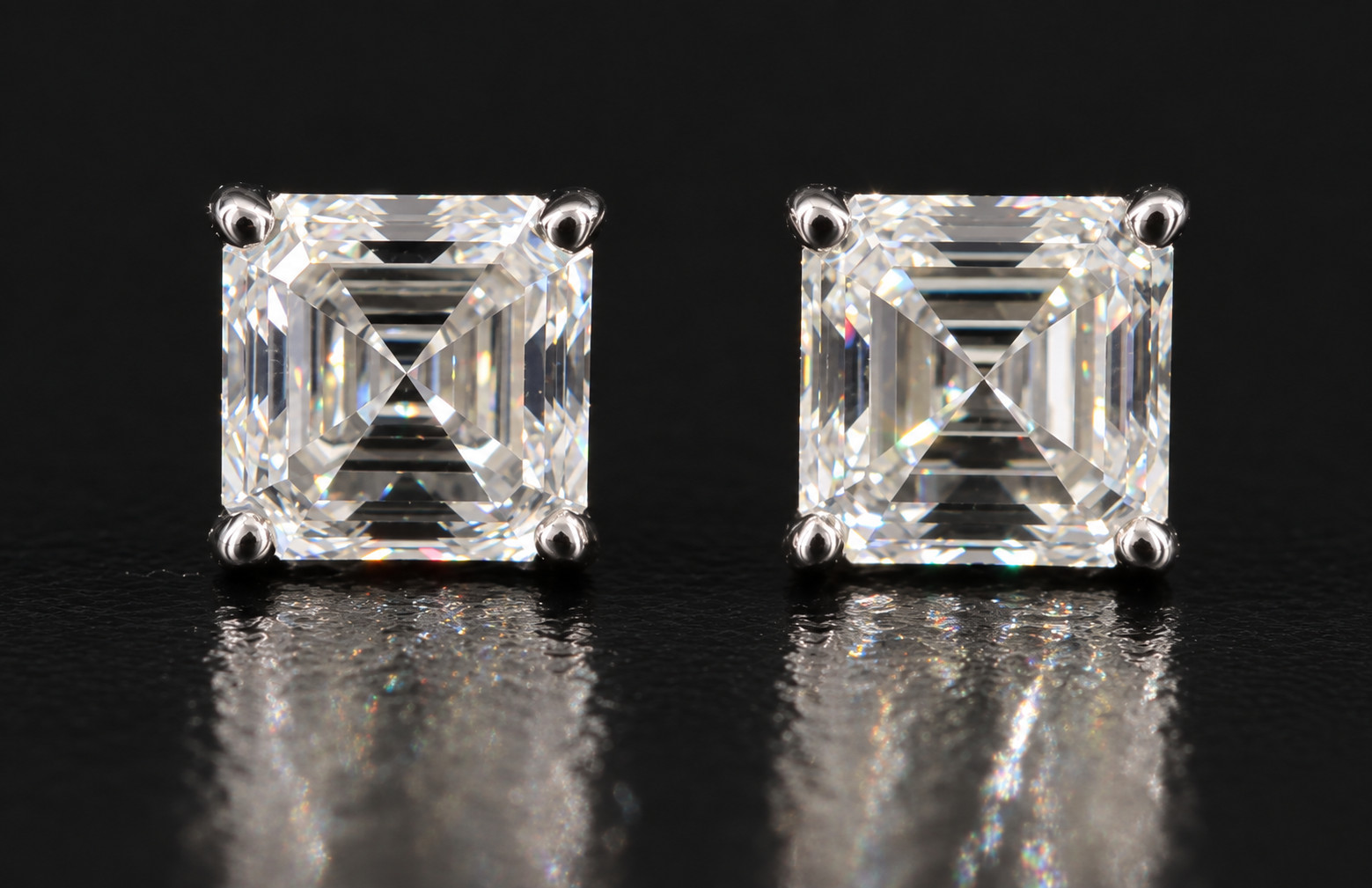 GIA 1.02 CTW Natural Asscher Diamond Stud Earrings I FL/IF Platinum PT950