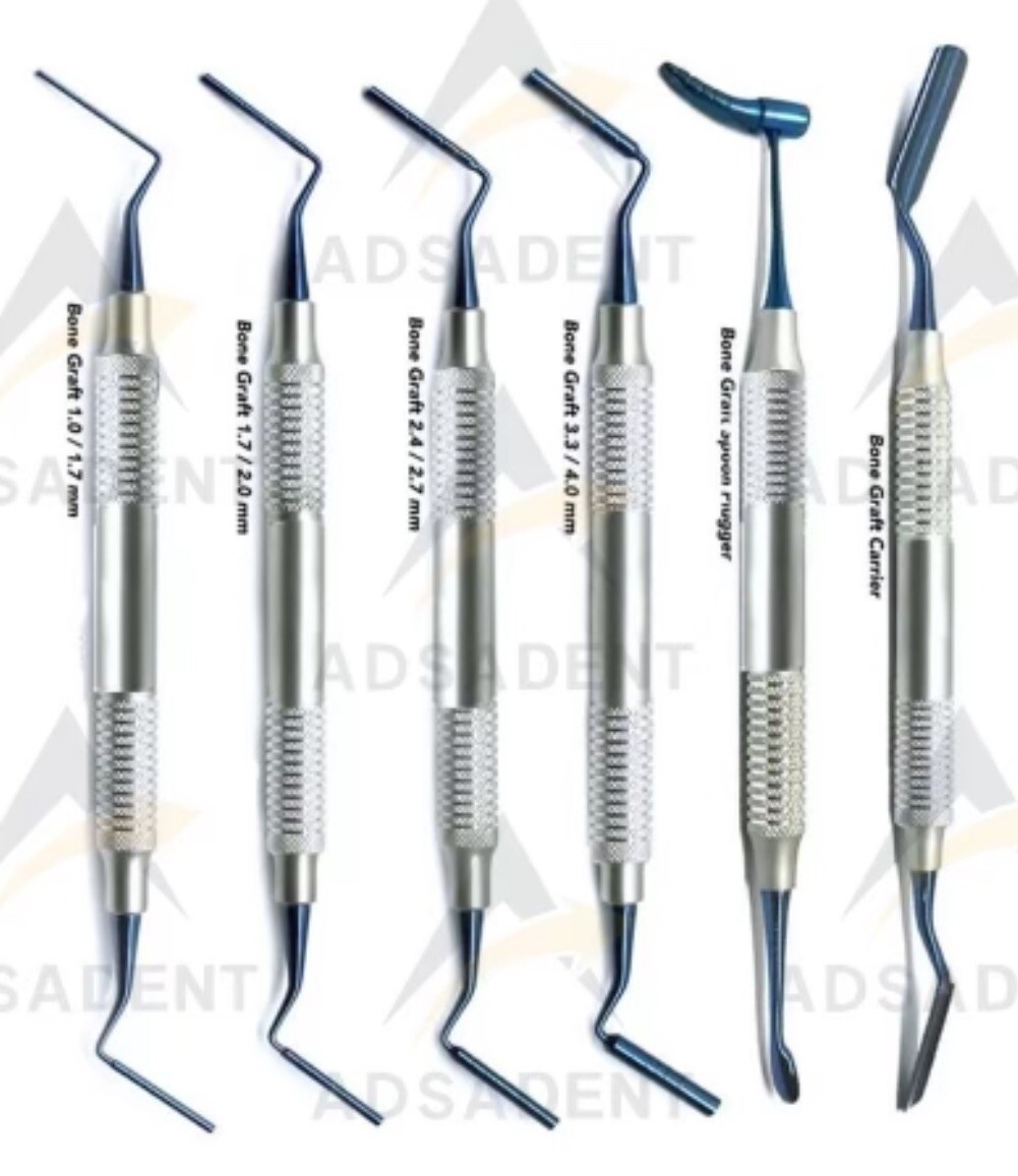 Advanced Bone Graft Packer Set Of 6 Bone Grafting Plugger Carrier Periotome Kit