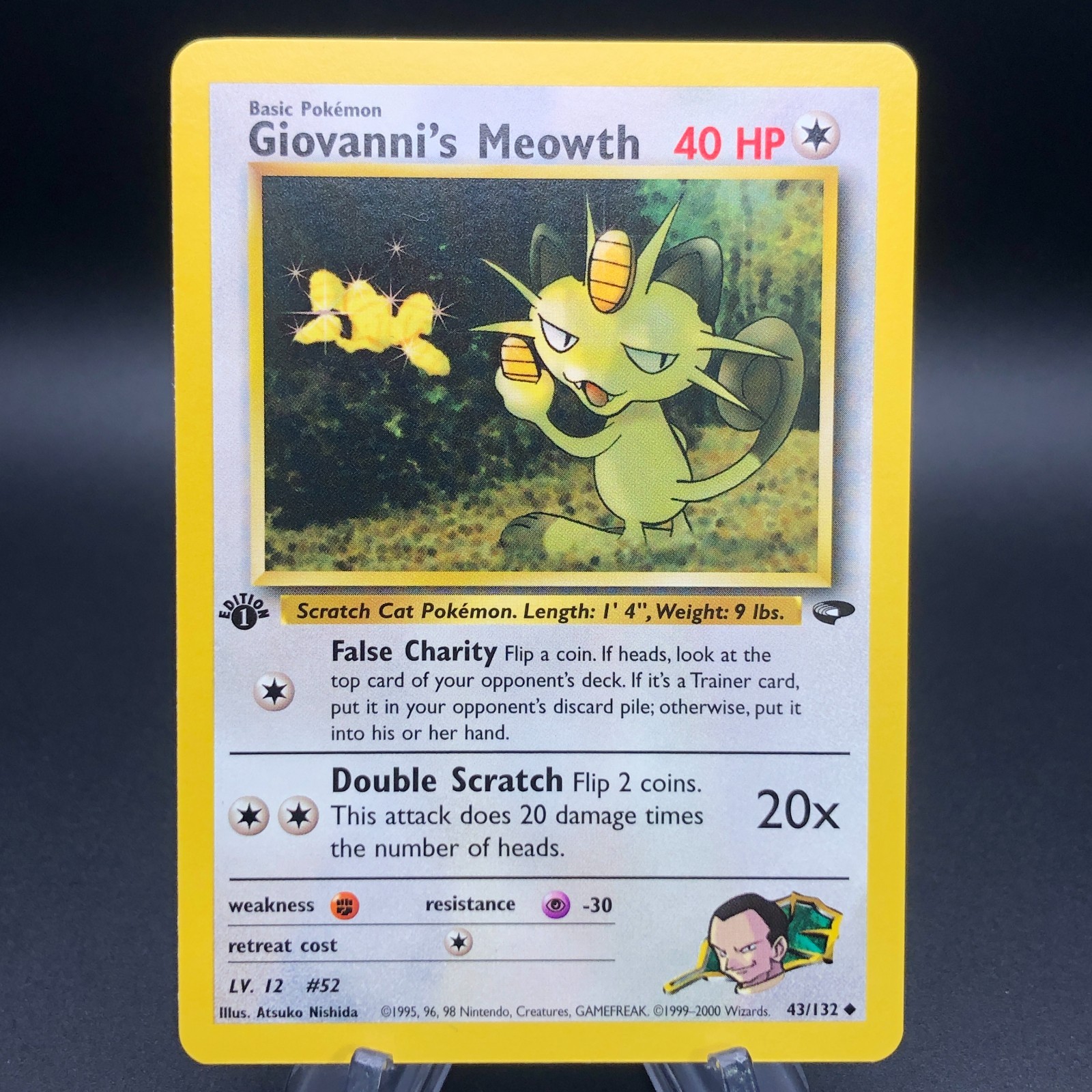 Pokemon Giovanni\'s Meowth 43/132 - 1st Edition Gym Challenge NM 2000 WotC Pokemon Giovanni\'s Meowth 43/132 - 1st Edition Gym Challenge NM 2000 WotC