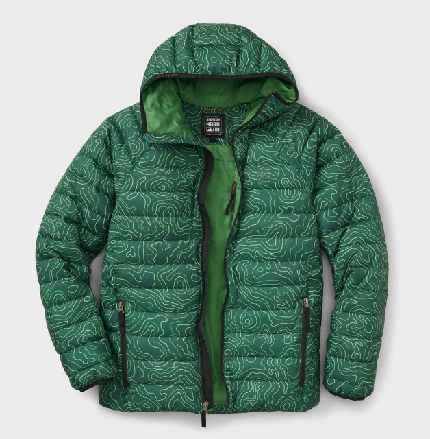 DULUTH Men's AKHG Puffin Hooded Jacket, Green Multi Topo NEW DULUTH Men's AKHG Puffin Hooded Jacket, Green Multi Topo NEW