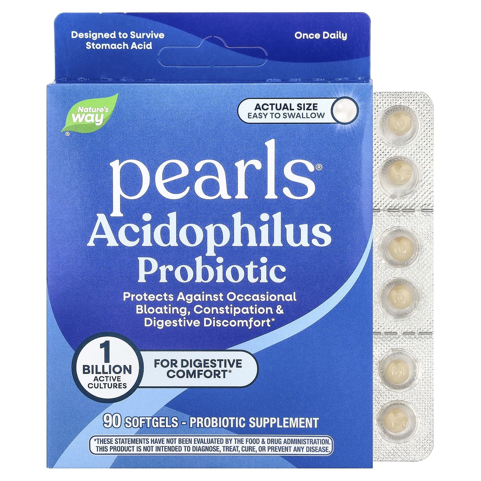 Nature's Way Probiotic Pearls Acidophilus Softgels, 1 Billion CFU, 90 ct |