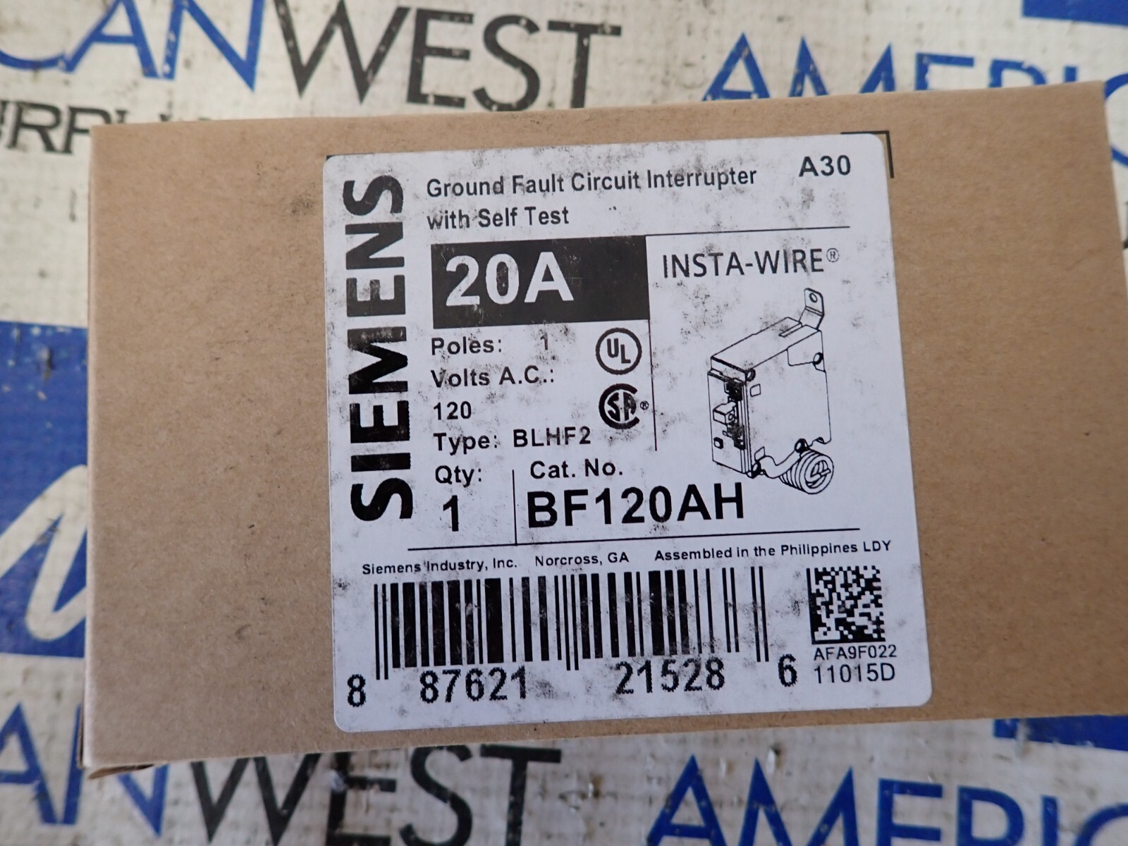 New Siemens BF120AH 1p 20 amp Bolt on 22kA Ground Fault Breaker BLHF2 