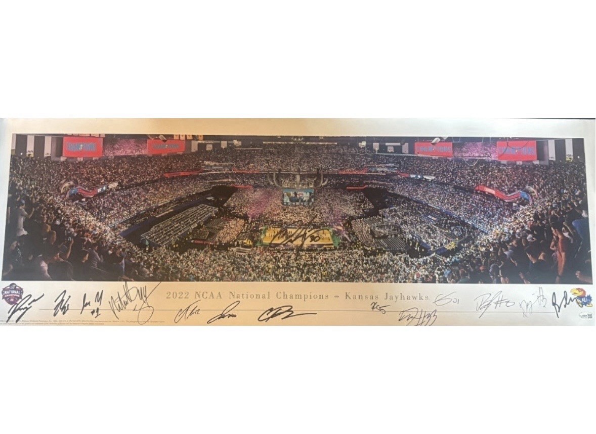 2022 Kansas Jayhawks Team Signed Newspaper Ochai Agbaji Bill Self JSA Certified 2022 Kansas Jayhawks Team Signed Newspaper Ochai Agbaji Bill Self JSA Certified