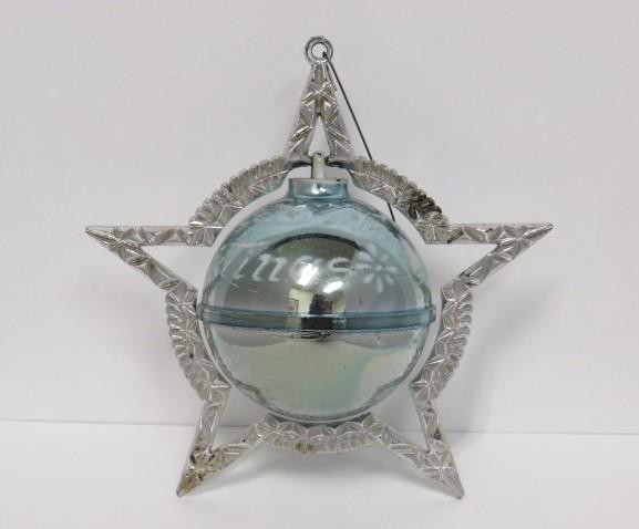 Vintage BRADFORD Christmas STAR BALL Plastic Unbreakable Ornament RARE Atomic