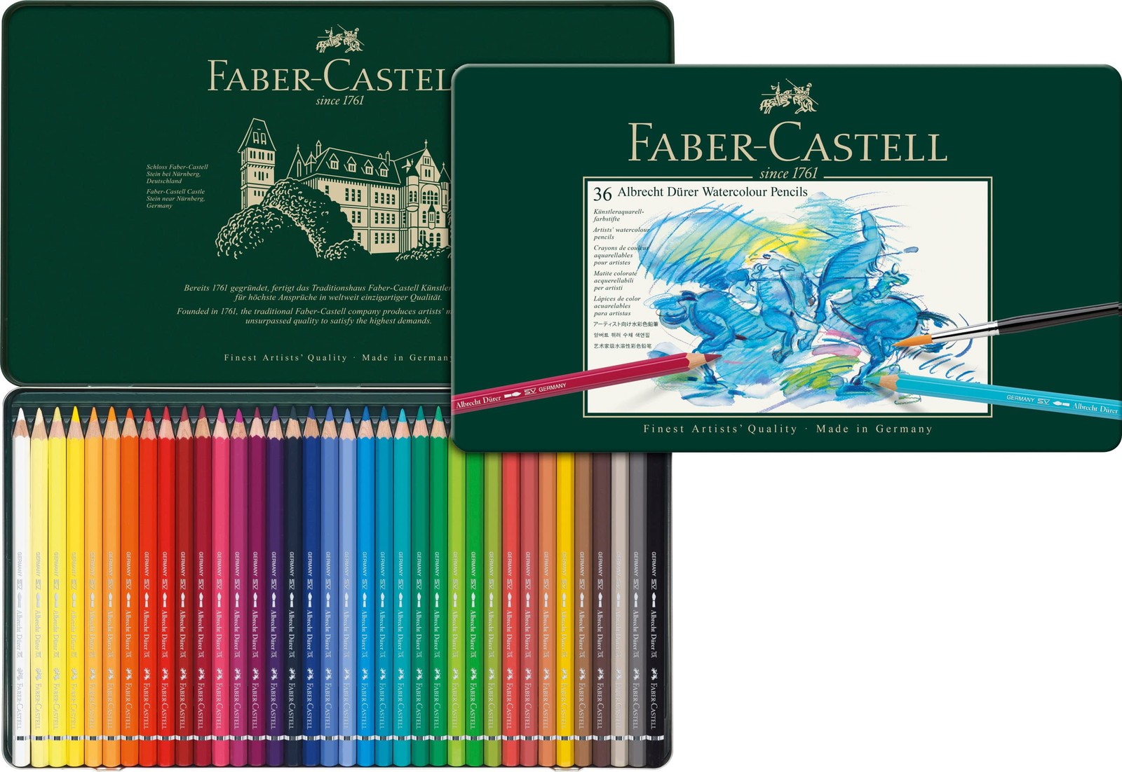 Faber-Castel FC117536 Albrecht Durer Artist Watercolor Pencils In A Metal Tin... Faber-Castel FC117536 Albrecht Durer Artist Watercolor Pencils In A Metal Tin...