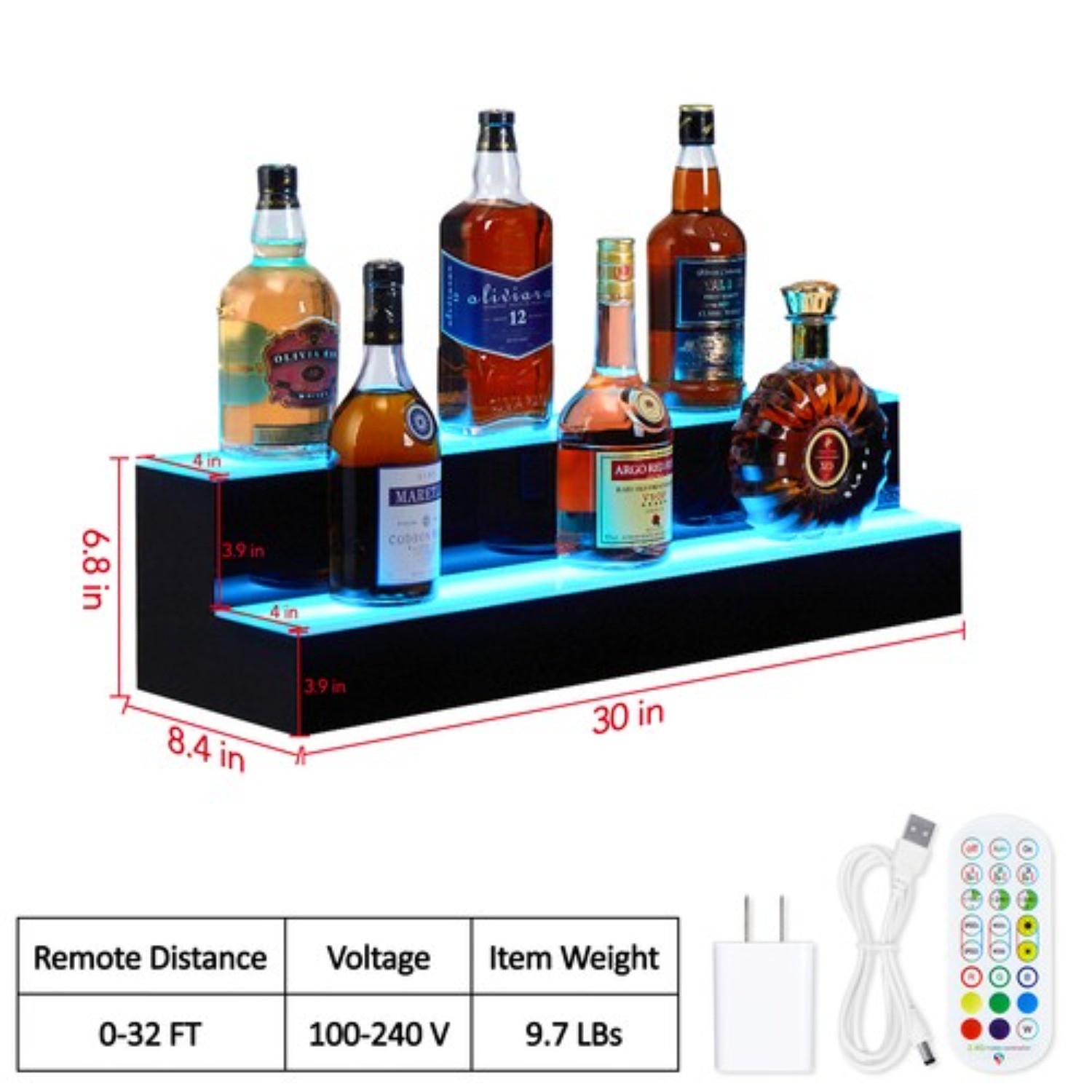 2/3 Layer LED Lighted Liquor Bottle Display Bar Shelf RF & App Control 16''-60''