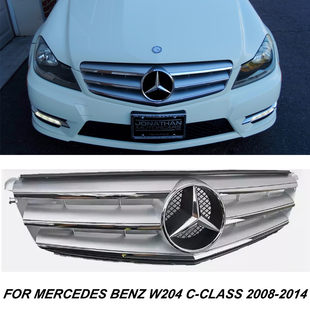 For Mercedes Benz C-Class W204 08-14 C250 C300 C350 Front Chrome Grill W/Emblem