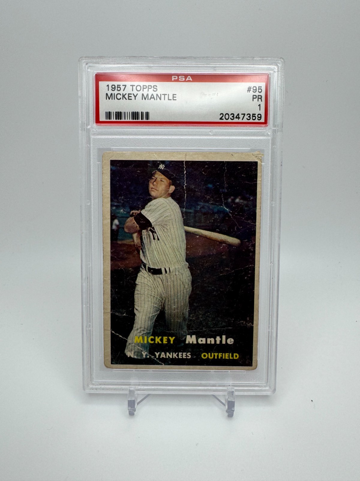 1957 TOPPS #95 MICKEY MANTLE PSA 1 1957 TOPPS #95 MICKEY MANTLE PSA 1