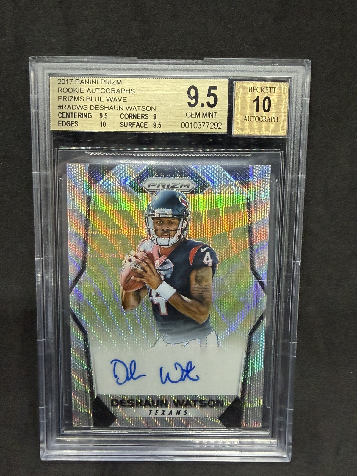 2017 Panini Prizm Deshaun Watson Blue Wave auto /149 BGS 9.5/10 Gem Mint ++ RC 2017 Panini Prizm Deshaun Watson Blue Wave auto /149 BGS 9.5/10 Gem Mint ++ RC