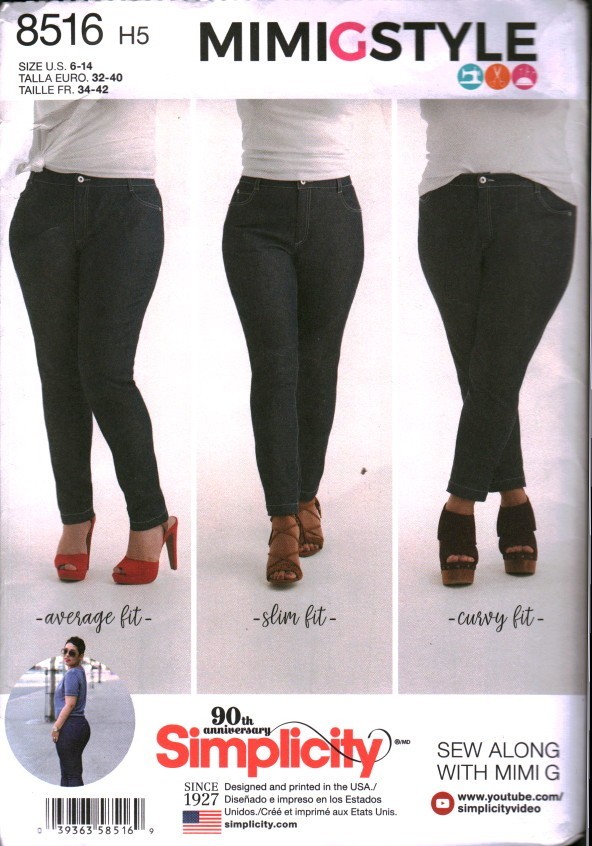 8516 UNCUT Simplicity Sewing Pattern Misses Skinny Jeans Pants Mimi G OOP Sew