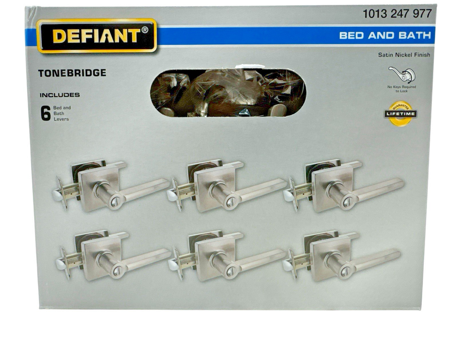 Defiant Tonebridge Bed & Bath Door Levers Satin Nickel 6 Pk 1013 247 977 New Defiant Tonebridge Bed & Bath Door Levers Satin Nickel 6 Pk 1013 247 977 New