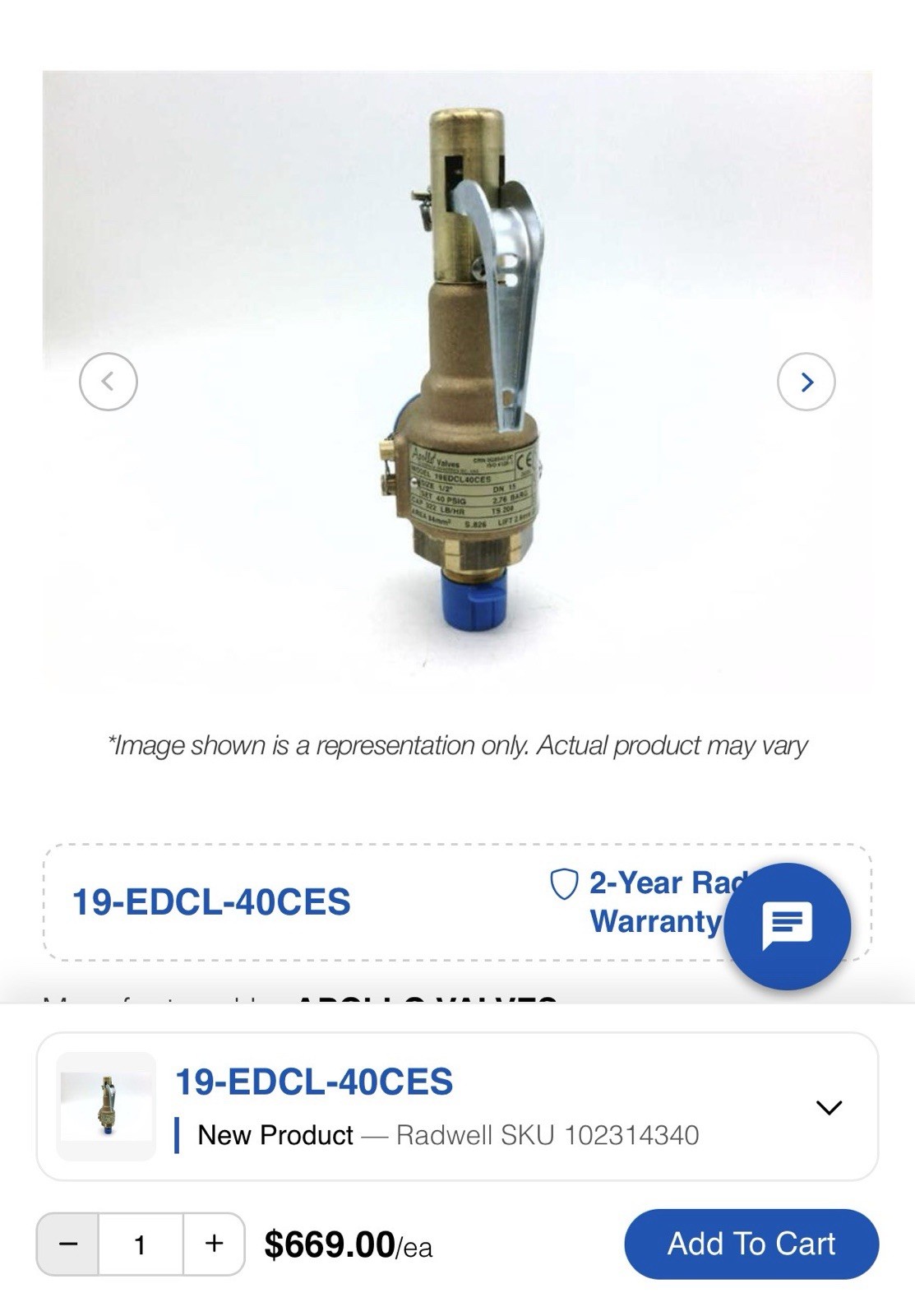 Apollo 19-EDCL-40CES safety Pressure Relief Valve Apollo 19-EDCL-40CES safety Pressure Relief Valve