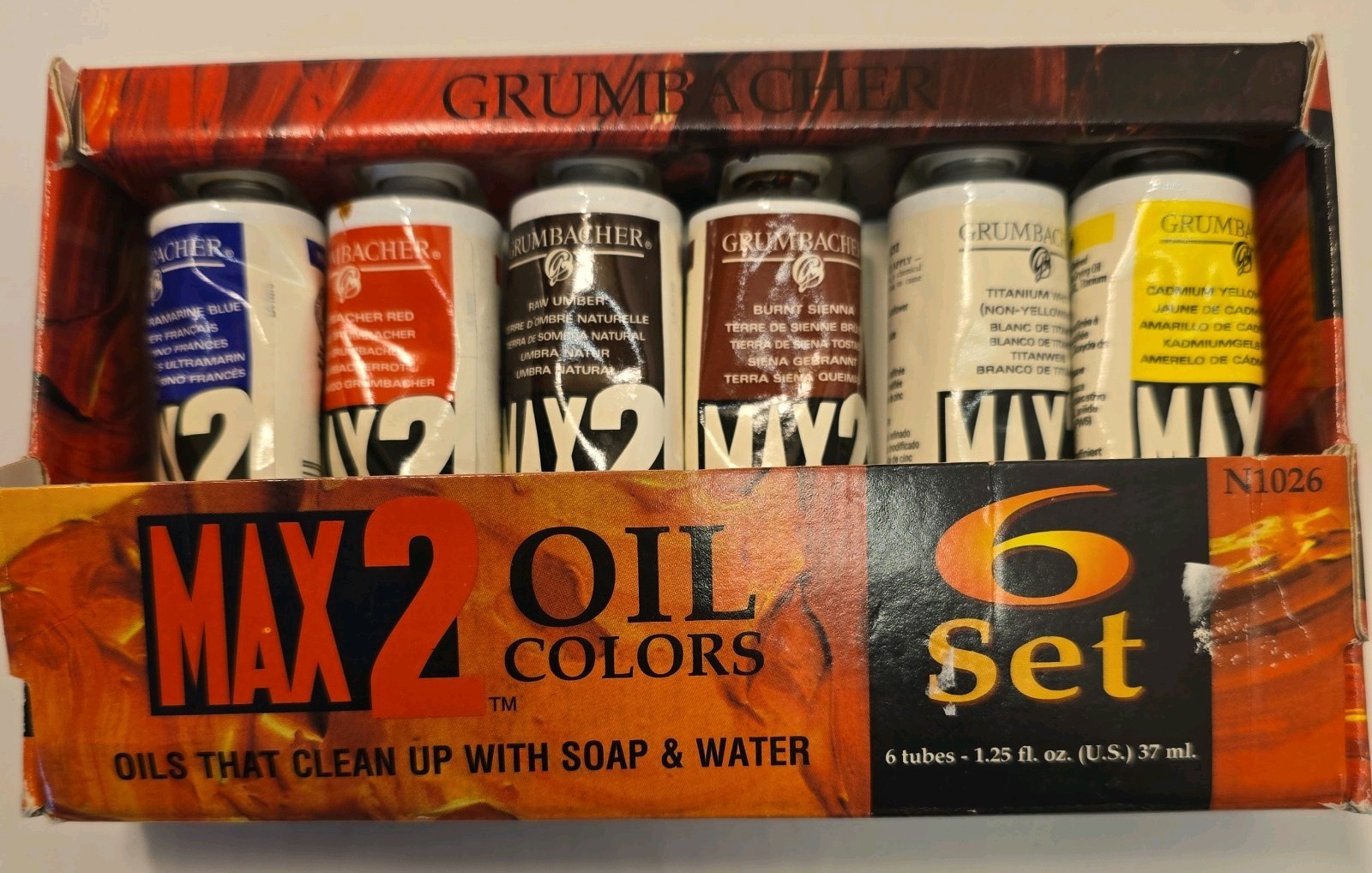 Vintage Grumbacher MAX2 Water Mixable Oil Paint Set 6x37ml Factory Sealed Vintage Grumbacher MAX2 Water Mixable Oil Paint Set 6x37ml Factory Sealed