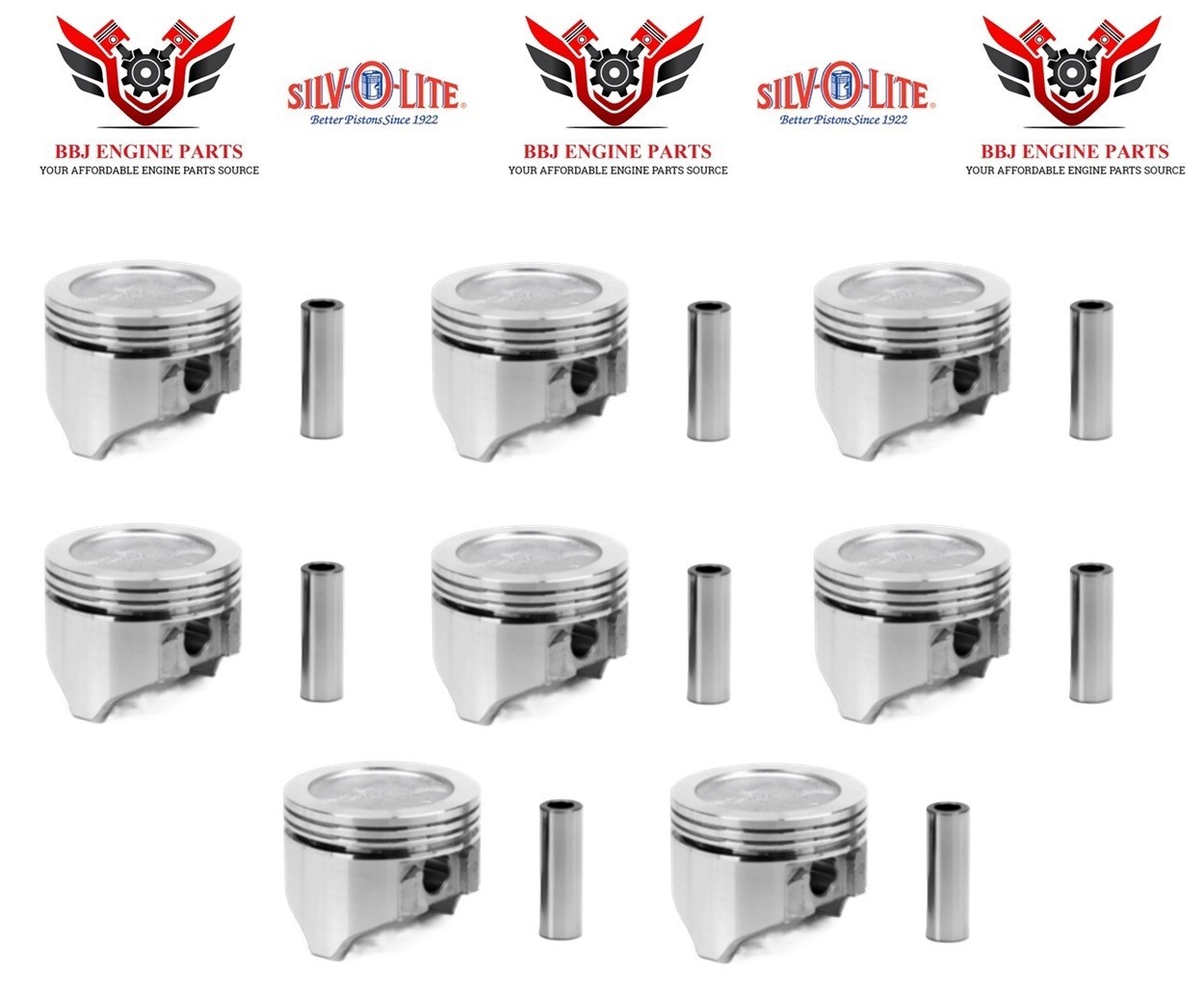 8 Silvolite Dish Top Pistons for 1977-1979 Oldsmobile 403 6.6 V8 