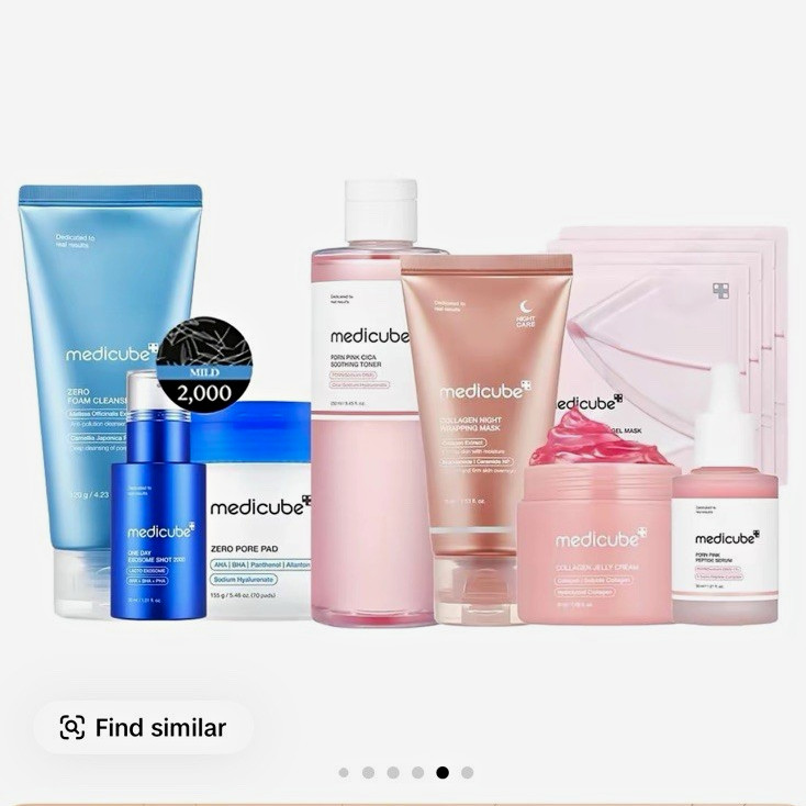medicube Affordable Glass Glow Skin Care Set Cleanser Toner Cream Mask AHA/BHA medicube Affordable Glass Glow Skin Care Set Cleanser Toner Cream Mask AHA/BHA