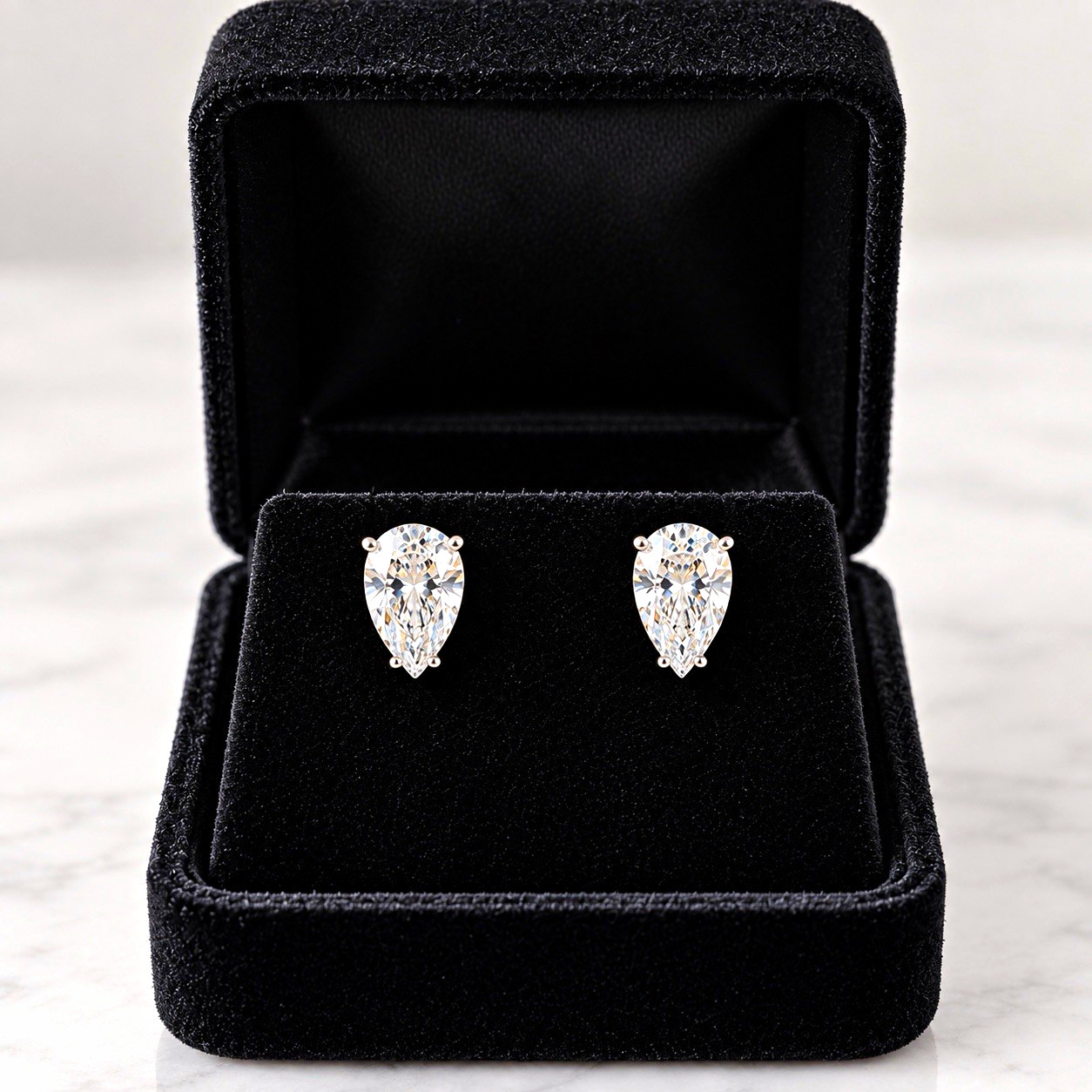 2.03 CTW Lab Created Diamond Pear Stud Earrings D VVS1 925 Silver IGI