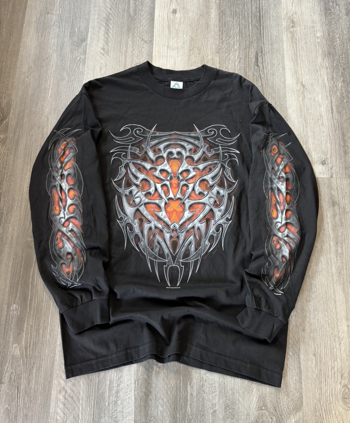 Vintage Y2K 2007 Biker Tribal black long Sleeve print mens size Large NWOT 