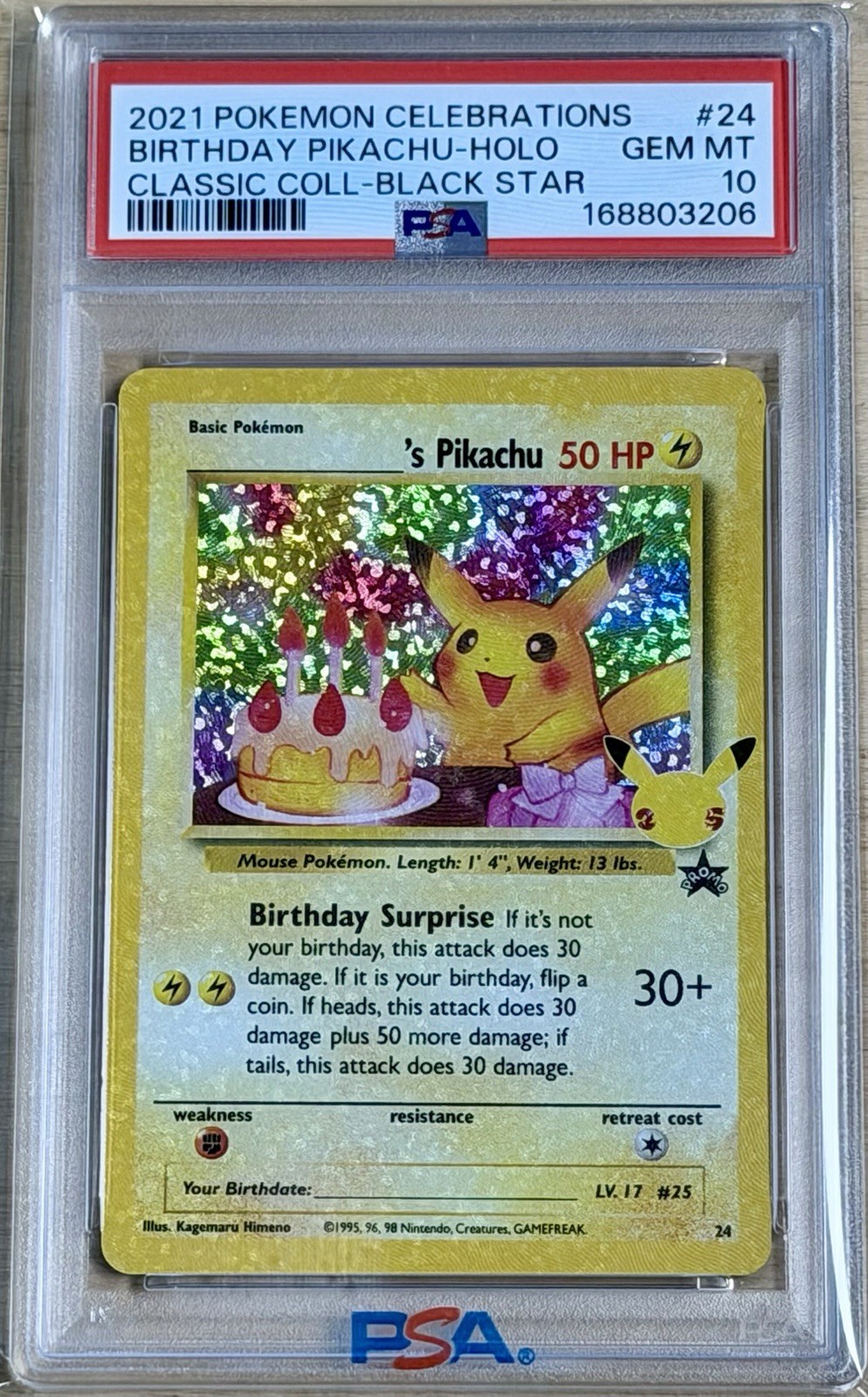 2021 Pokemon Celebrations Classic Collection #24 Birthday Pikachu - PSA 10 💎