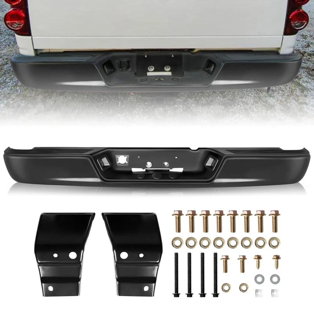 for 2002-2008 Dodge Ram 1500 2500 3500 Black Rear Bumper Assembly for 2002-2008 Dodge Ram 1500 2500 3500 Black Rear Bumper Assembly