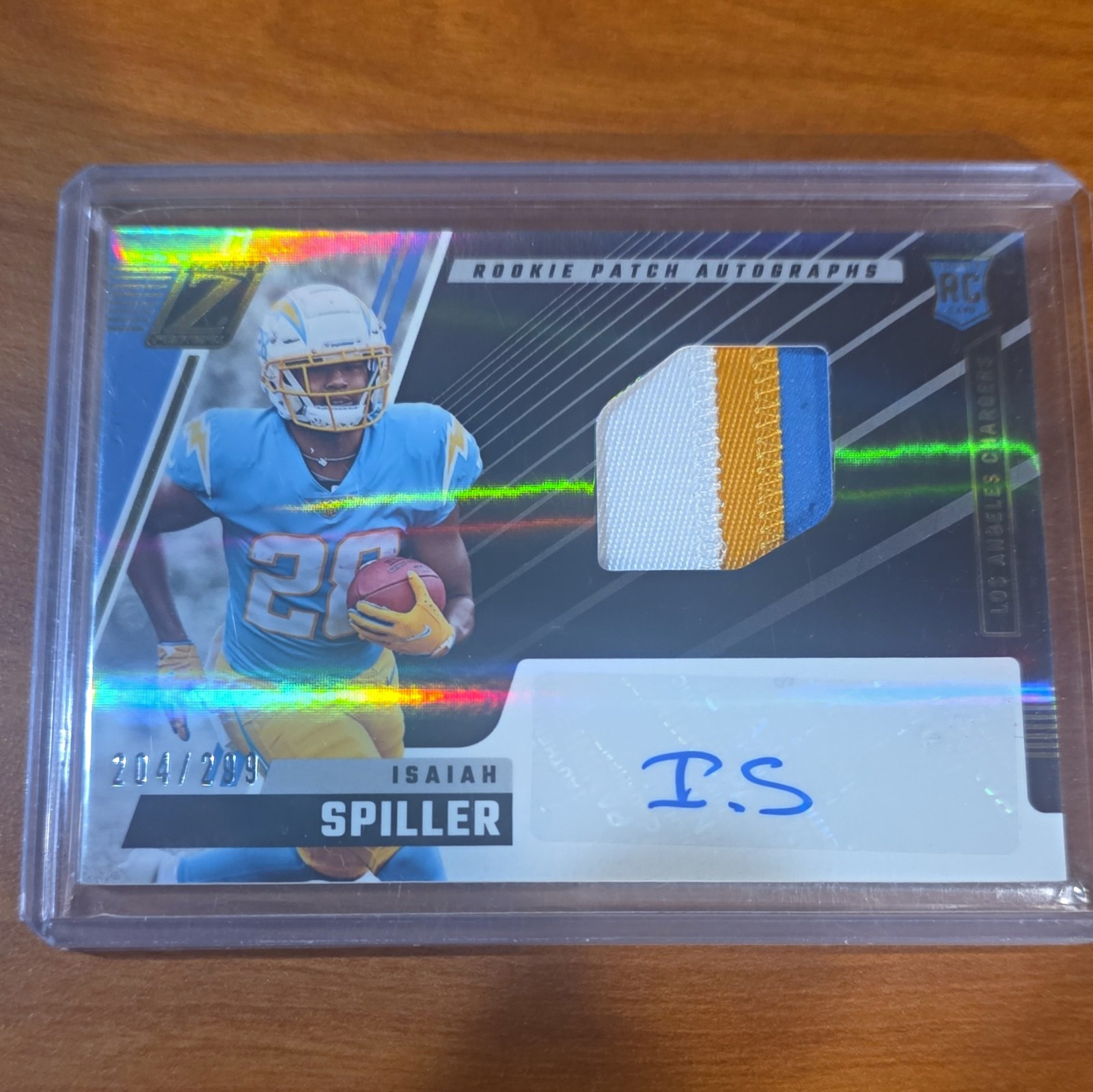 2022 Panini Zenith - Rookie Patch Autograph Isaiah Spiller 216 /299 AU, MEM, RC)