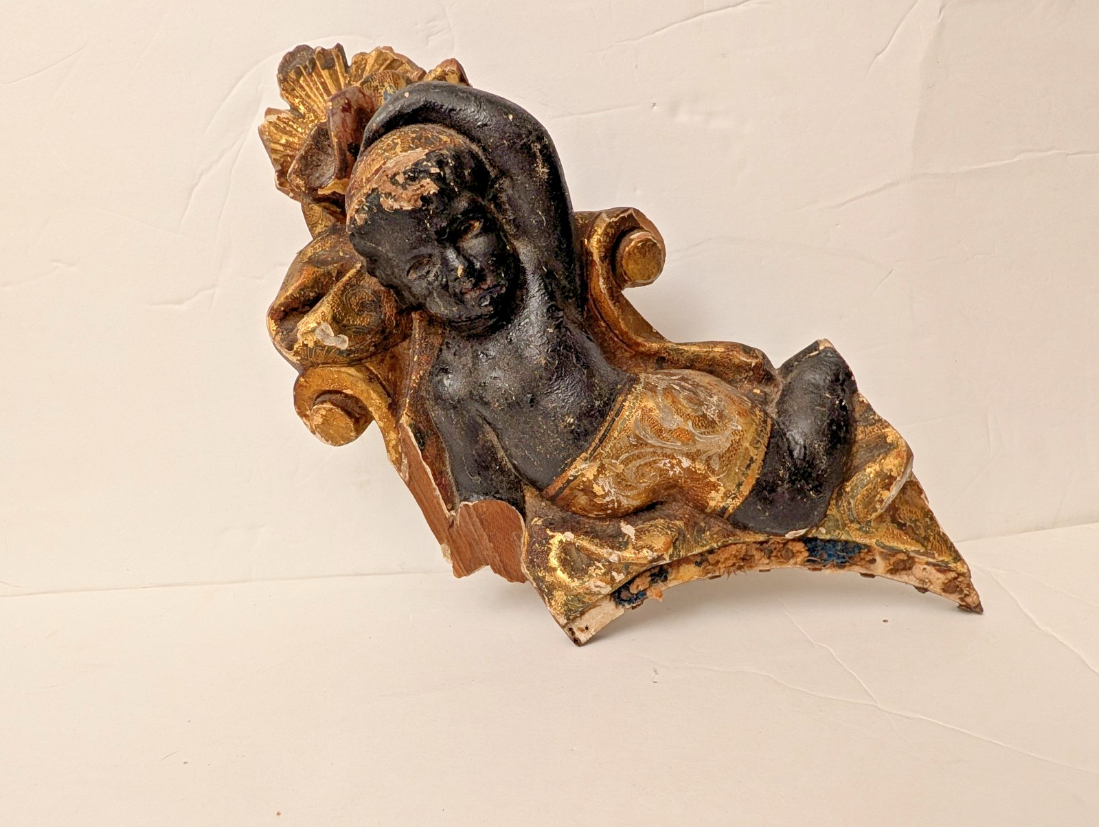 Antique Venetian Blackamoor Figural Wall Bracket Shelves Fragment Antique Venetian Blackamoor Figural Wall Bracket Shelves Fragment