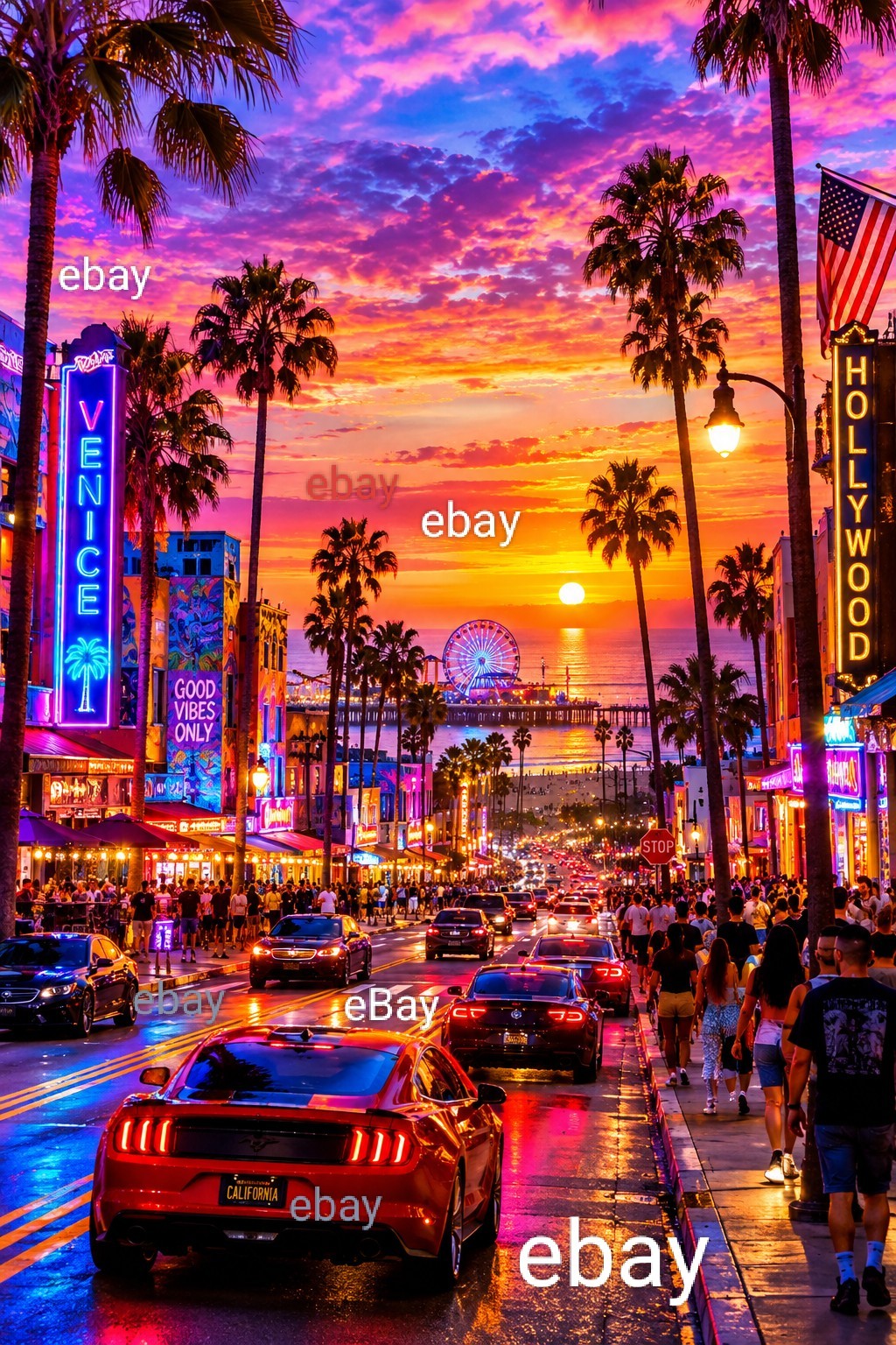 Colorful American City~ Digital Image Ready To Print or Wallpaper 
