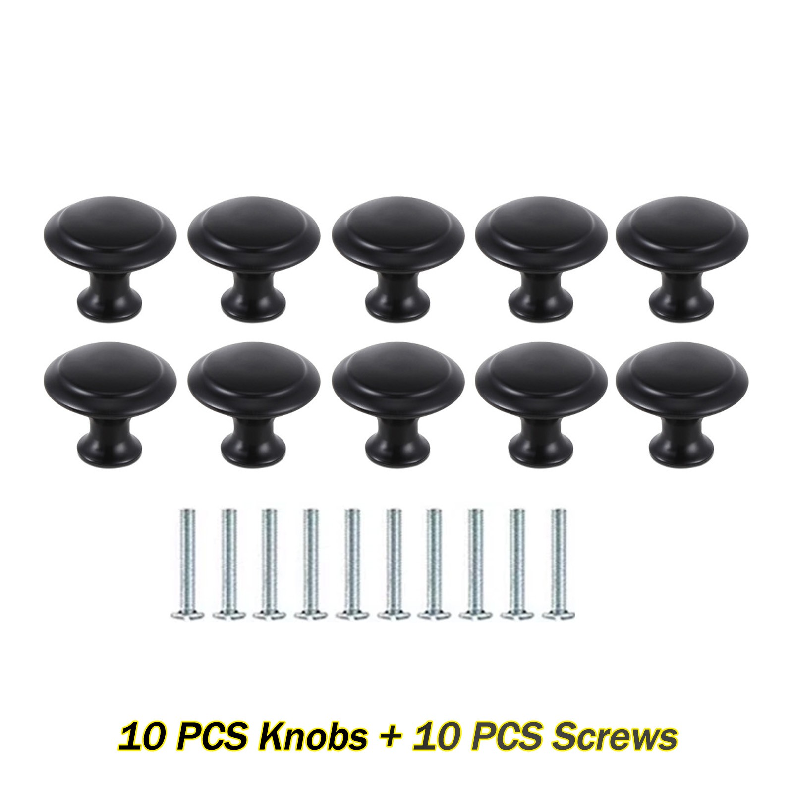 1-500PCS Matte Black Kitchen Cabinet Knobs Round Drawer Pulls Stainless Steel