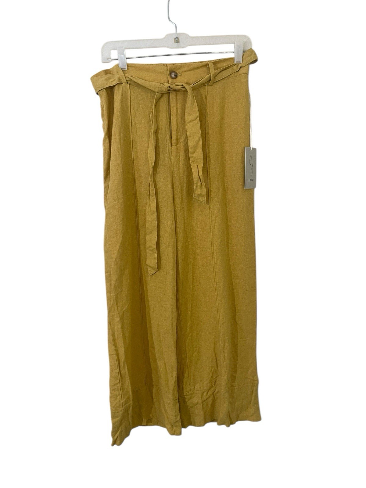 Joie Linen Blend Mustard Yellow Wide Leg Pants Large Beachy Minimalist Lagenlook