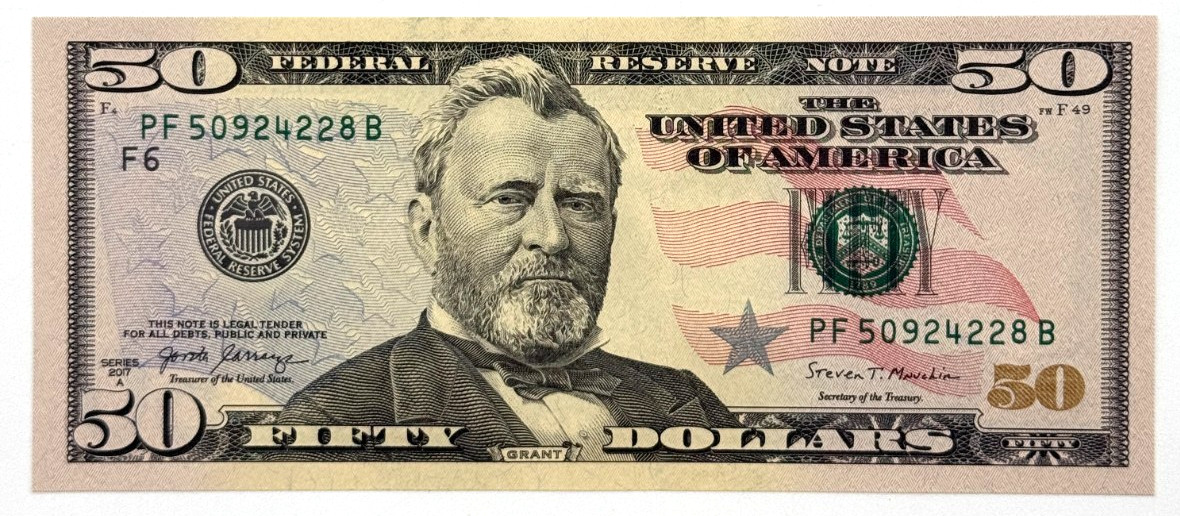 NEW Uncirculated $50  FIFTY Dollar Bill  Series 2017A  ONE NOTE