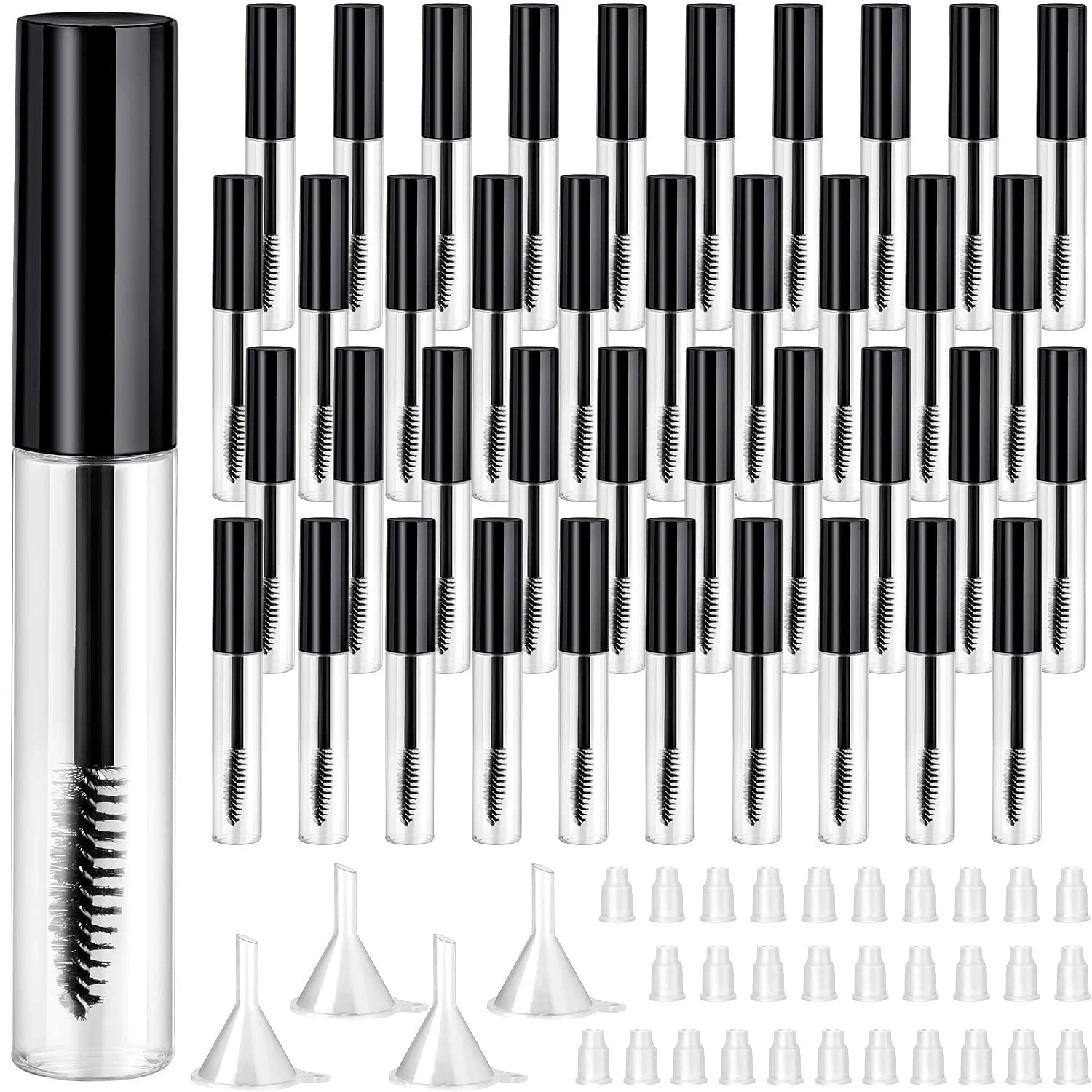 40 Pieces 10 ml Empty Mascara Tubes Eyelash Wand Refillable Clear Bottles Eye...